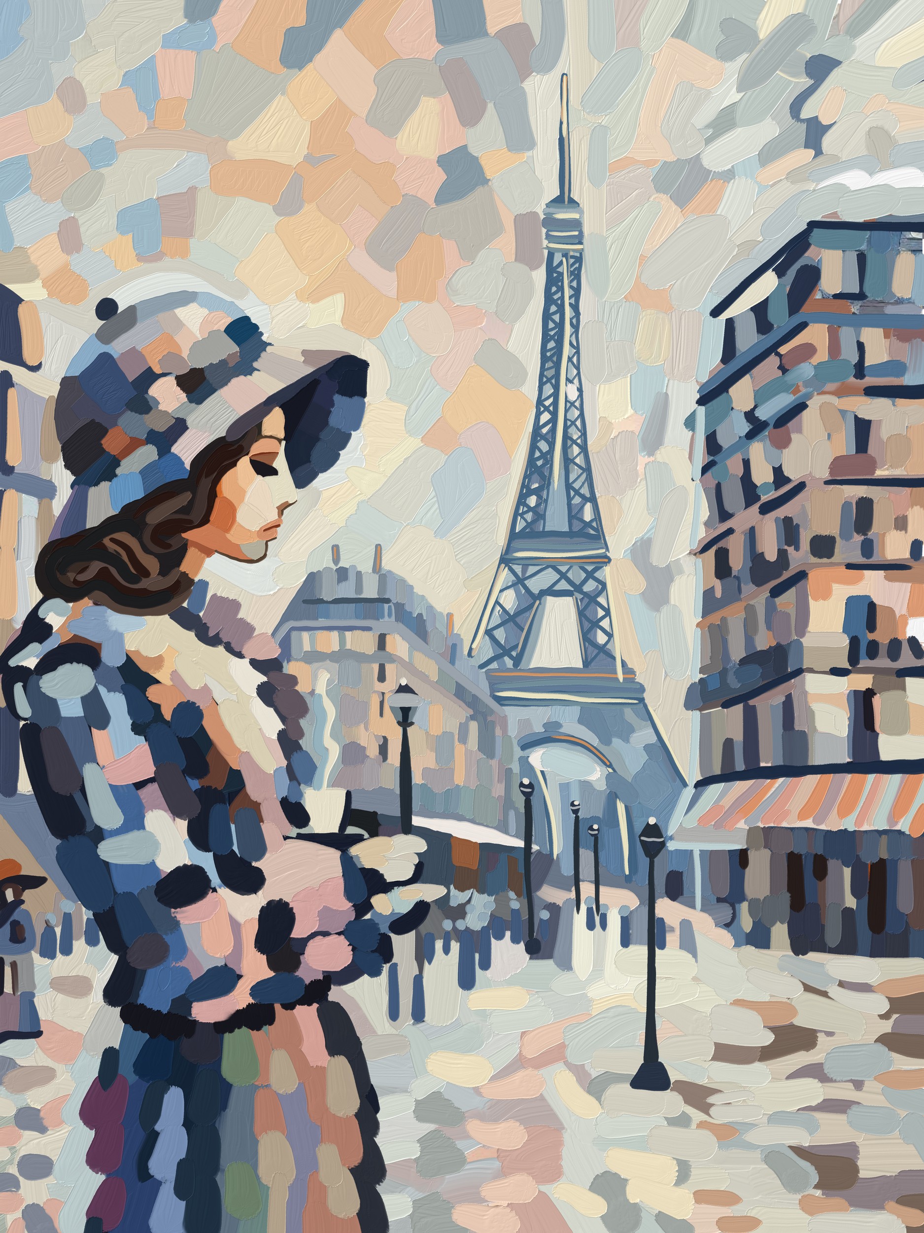 Parisian Woman Eiffel Tower by GIovanna Gil Alves — canvas wall art
