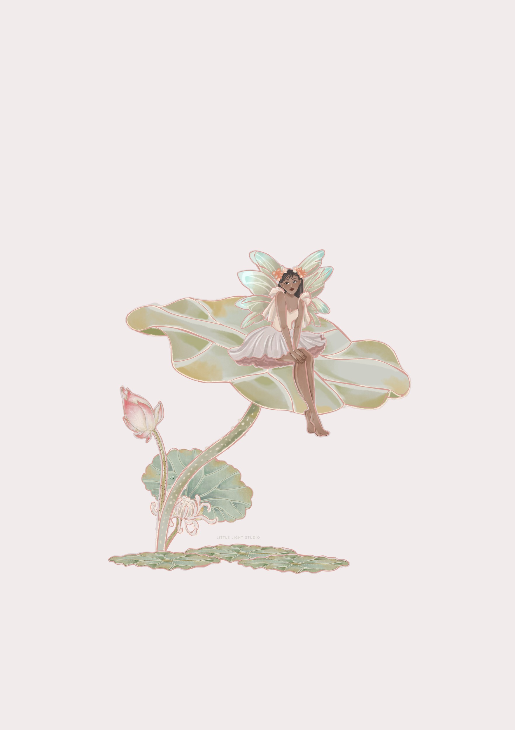 Whimsical Lotus Fairy by Little Light Studio — canvas wall art