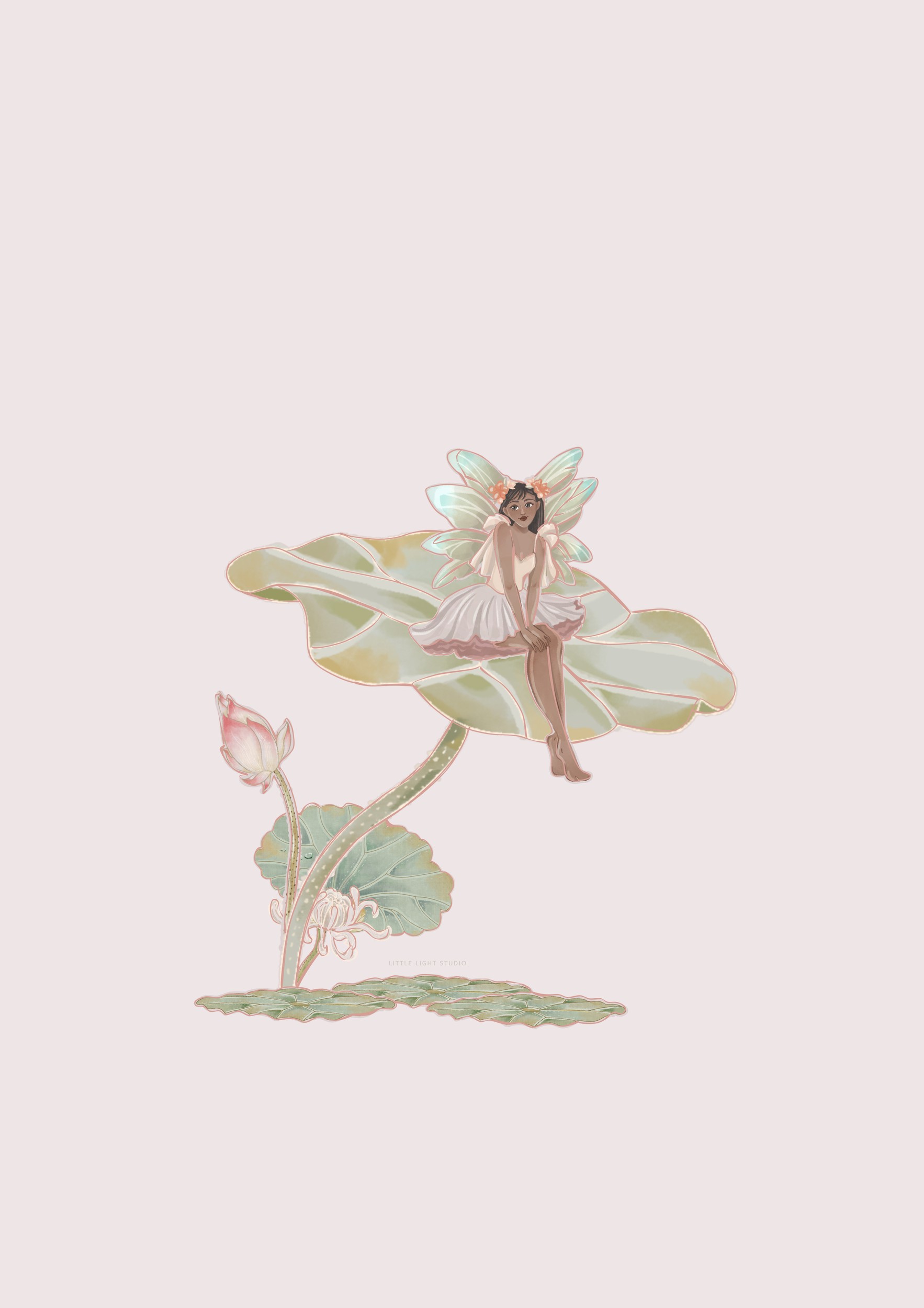 Whimsical Lotus Fairy by Little Light Studio — canvas wall art