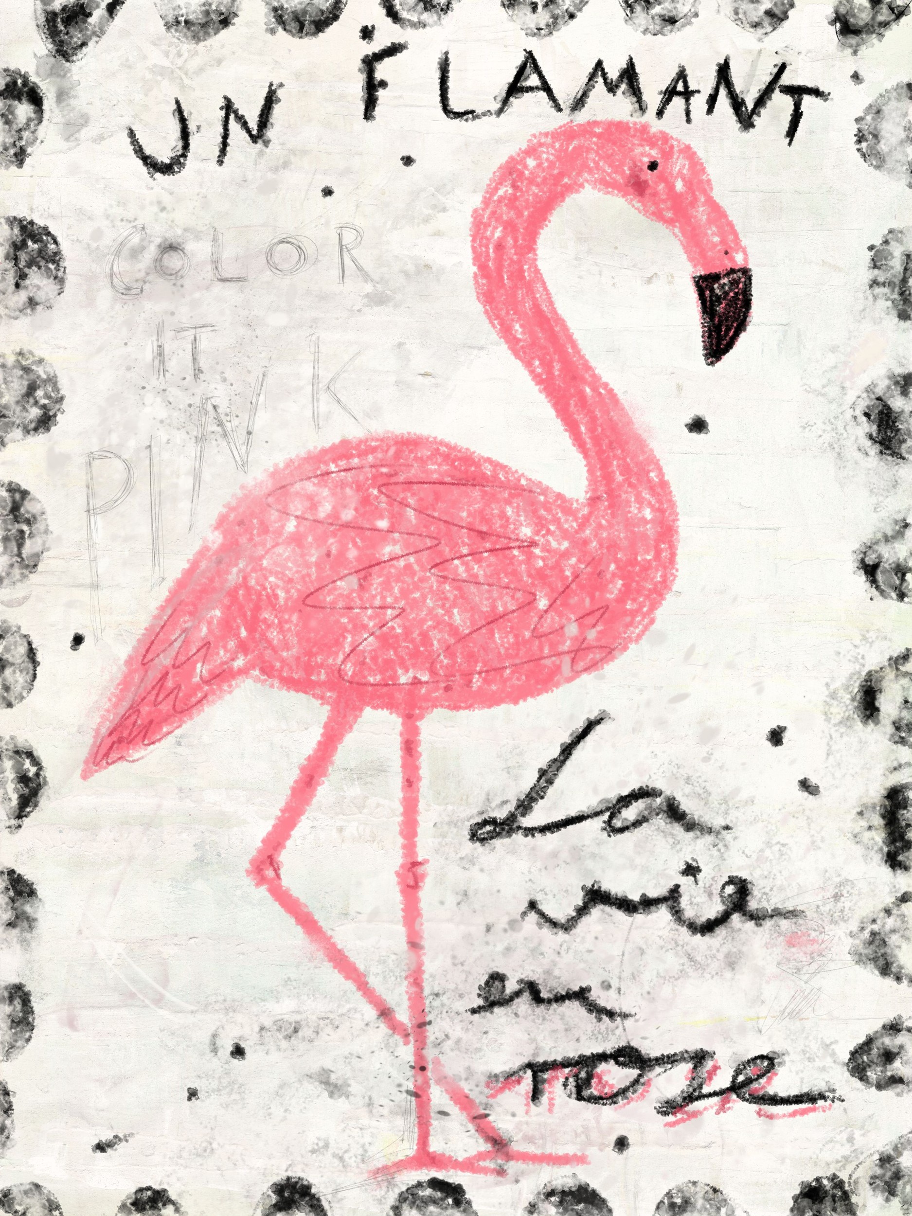 Flamingo La Vie En Rose by Annick — canvas wall art