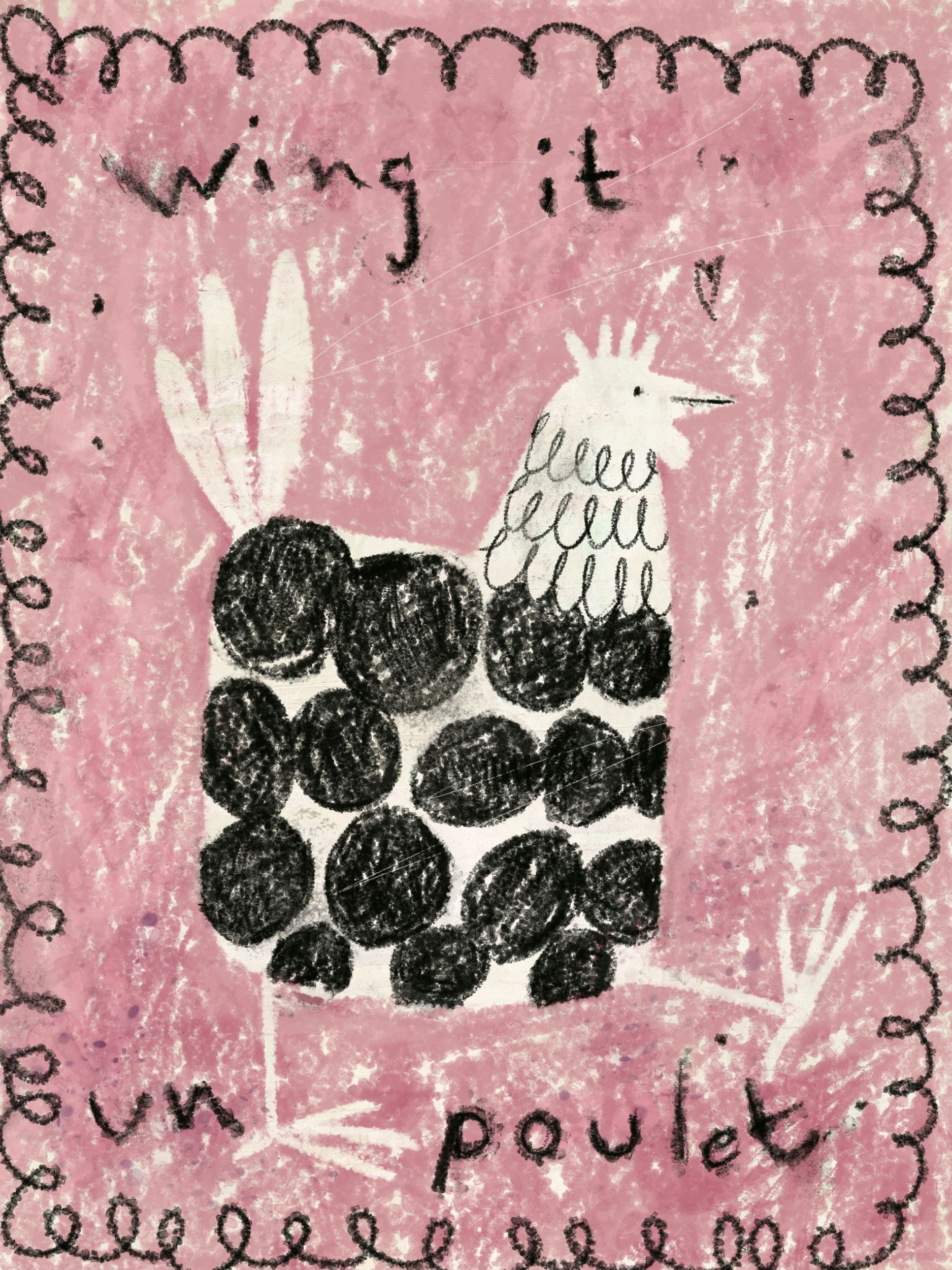Whimsical Wing It Chicken by Annick — canvas wall art