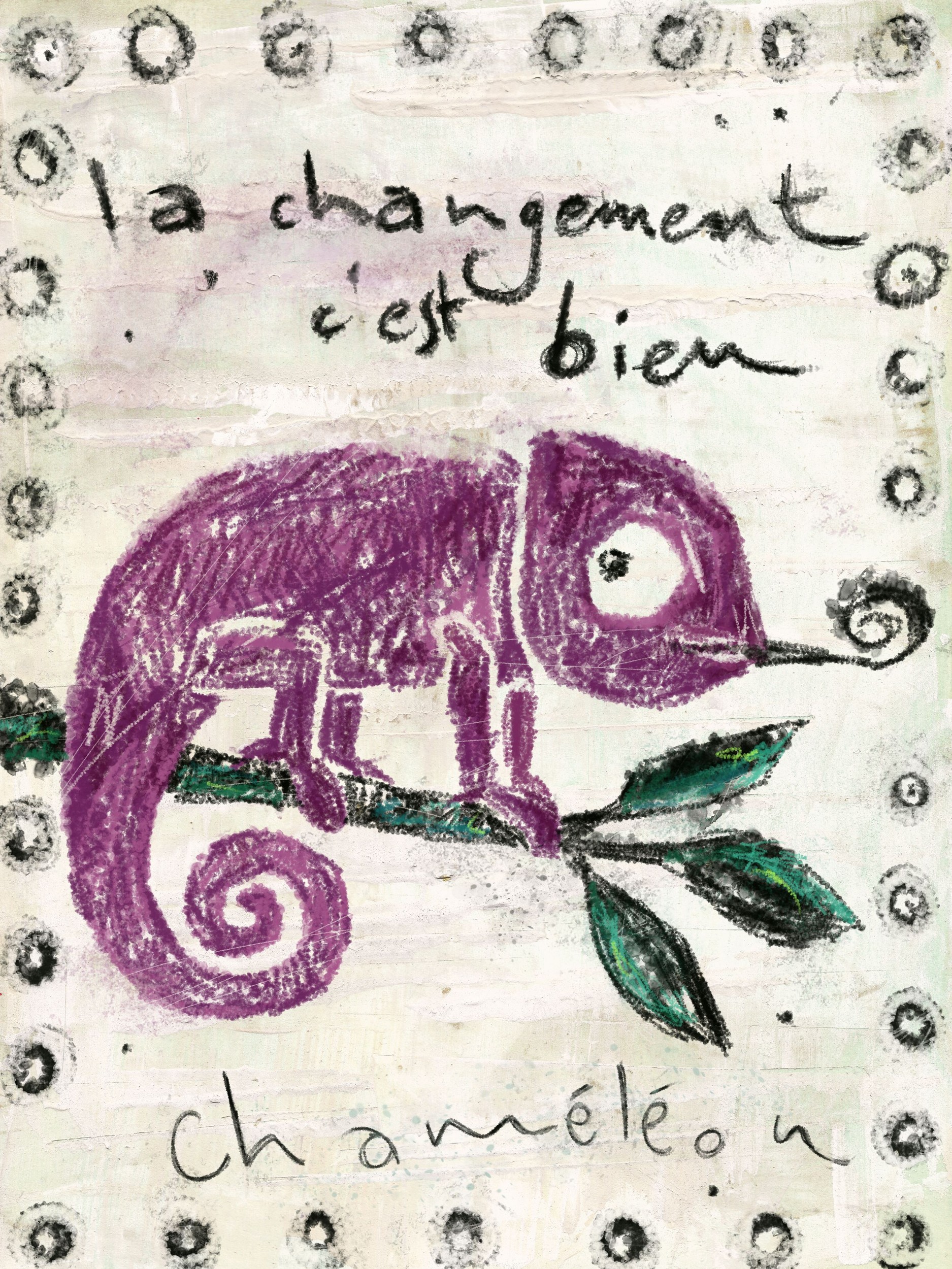 Change Is Good Chameleon by Annick — canvas wall art