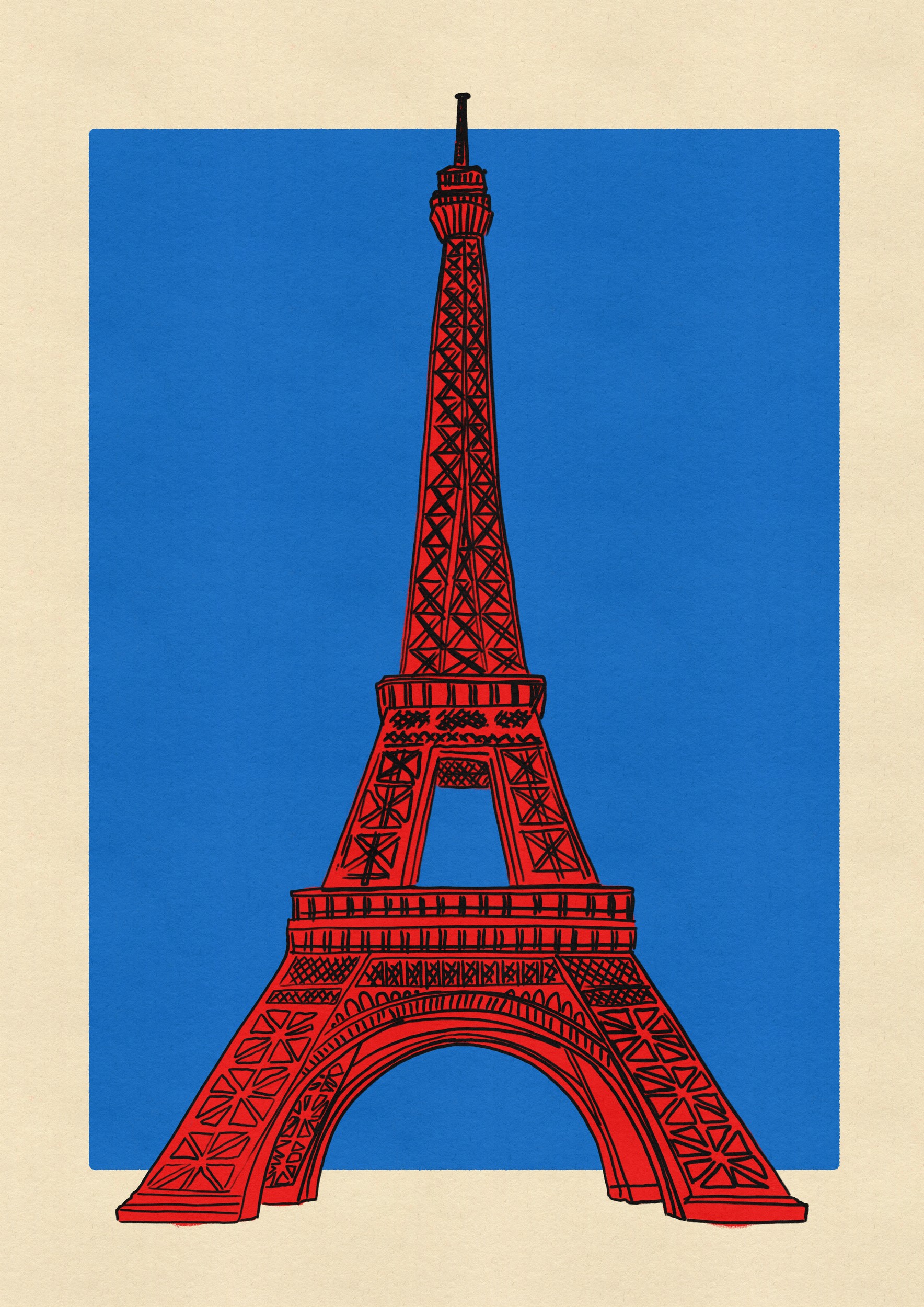 Red Eiffel Tower Paris by Nicholas — canvas wall art