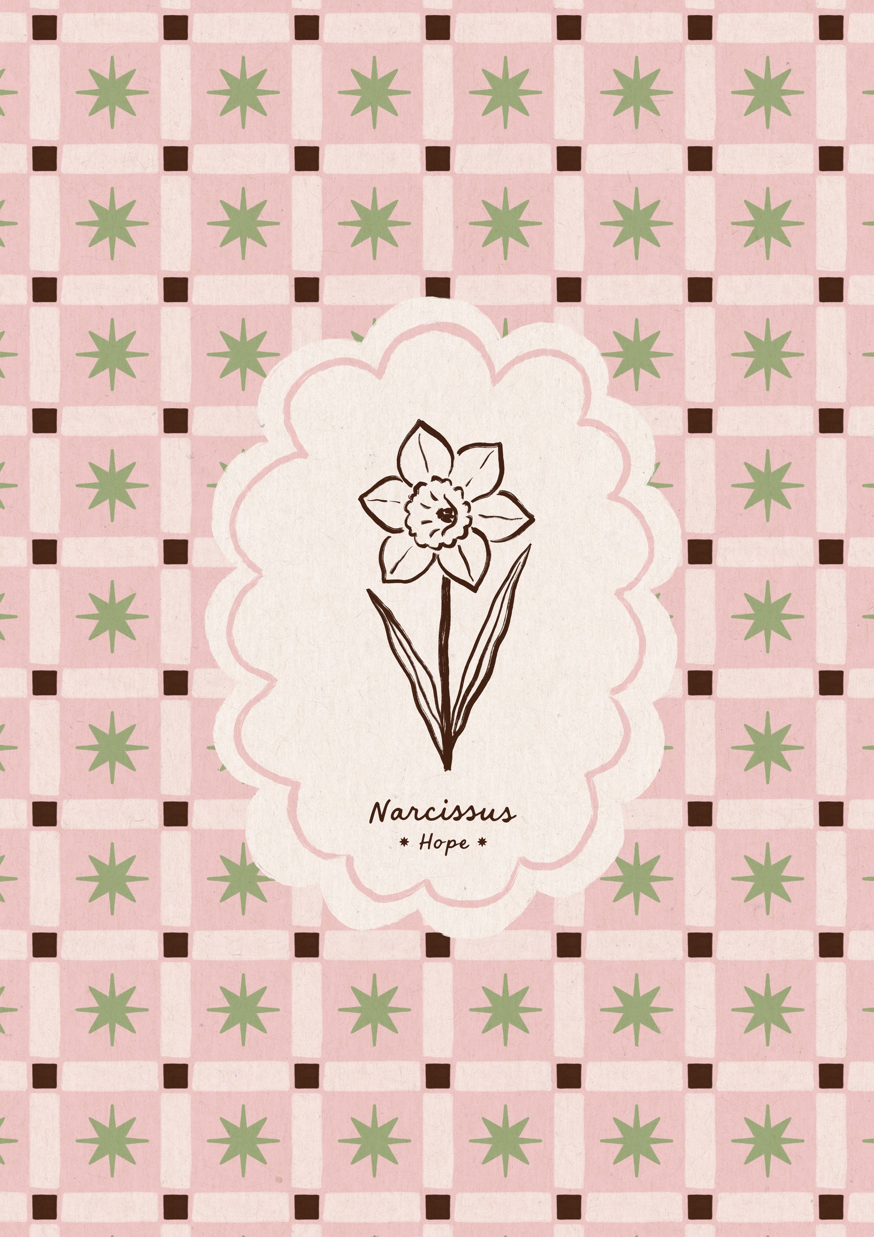 Pink Daffodil Pattern by Katarzyna Gąsiorowska — canvas wall art