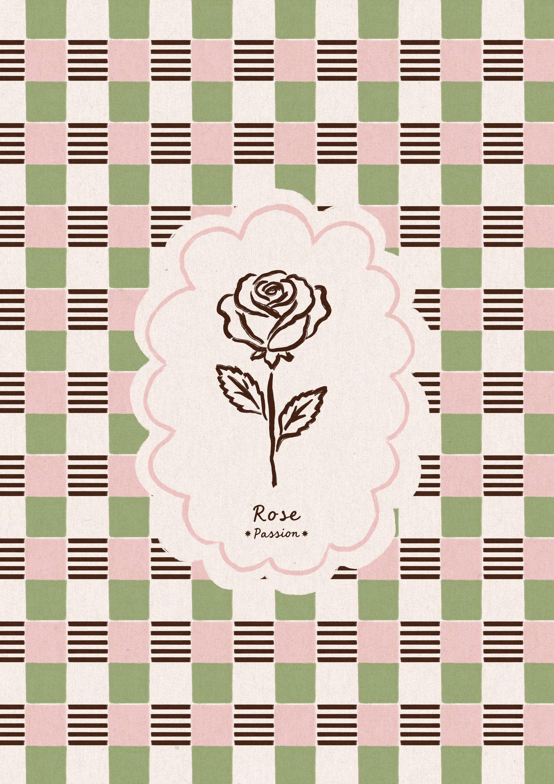 Elegant Rose Checkered Pattern by Katarzyna Gąsiorowska — canvas wall art