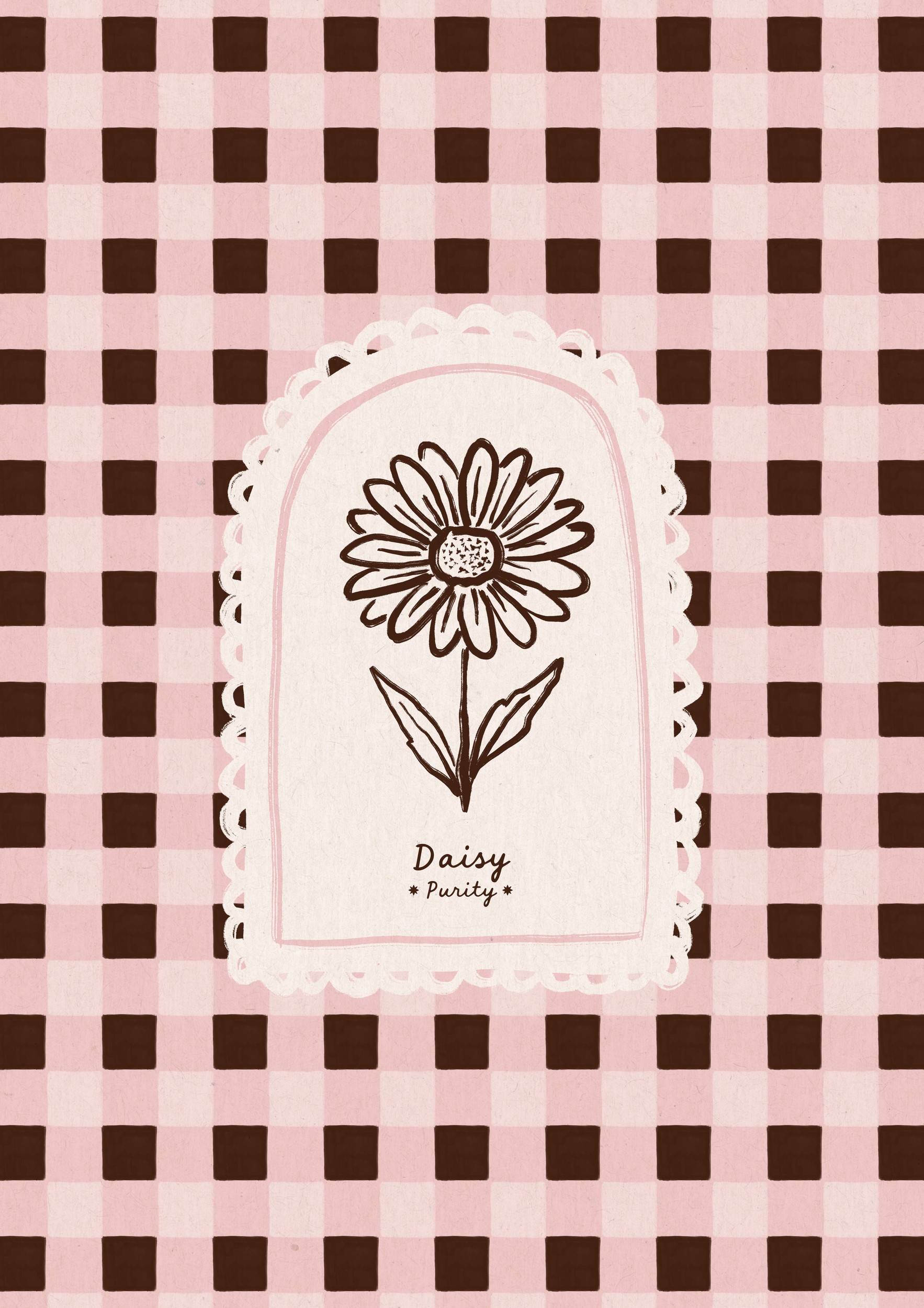 Pink Gingham Daisy by Katarzyna Gąsiorowska — canvas wall art