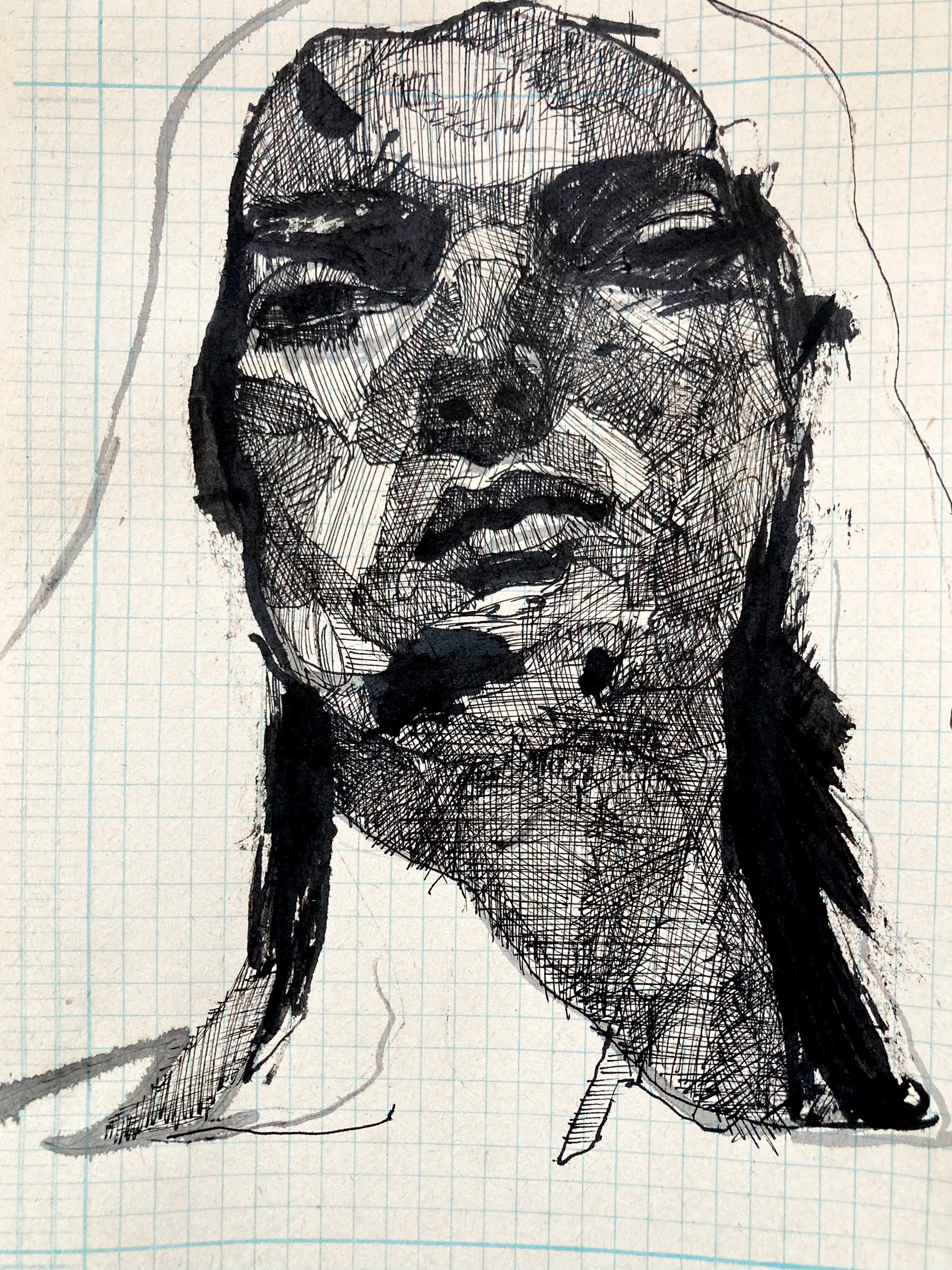 Abstract Ink Portrait by Joshua Hoskins — canvas wall art