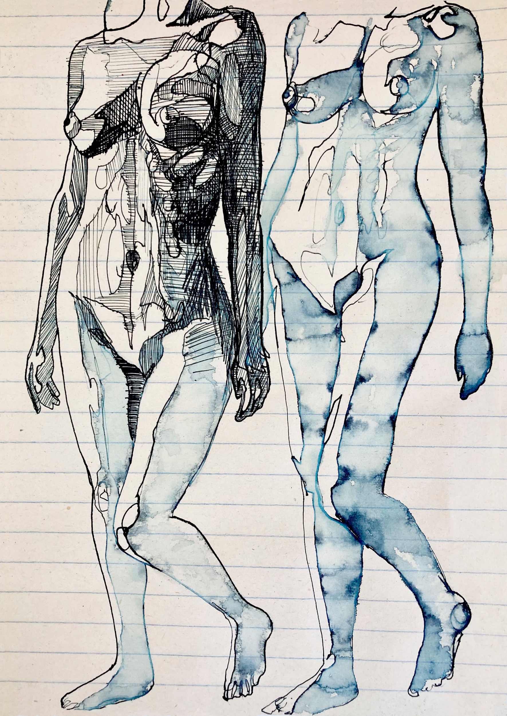 Blue Figure Study by Joshua Hoskins — canvas wall art