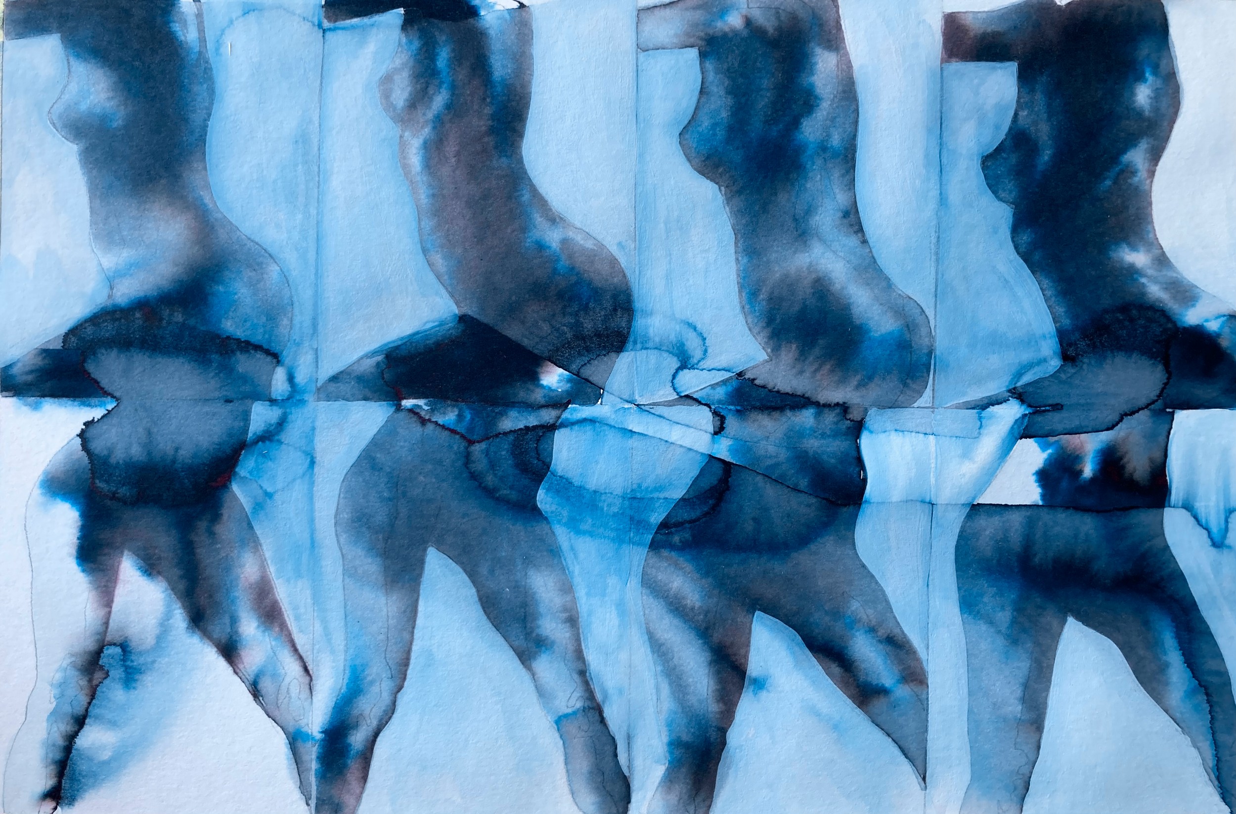 Flowing Blue Forms by Joshua Hoskins — canvas wall art