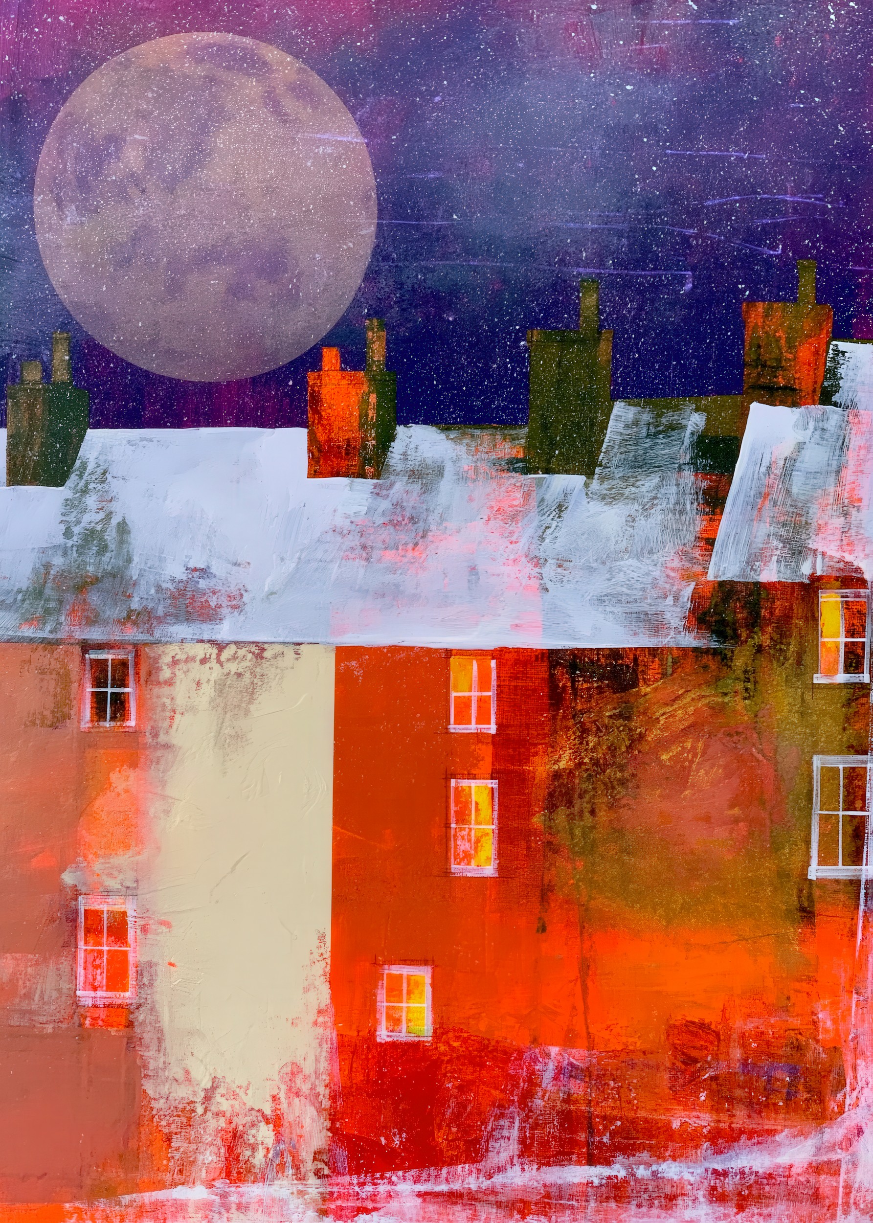 Moonlit Winter City by Justyna Jaszke — canvas wall art