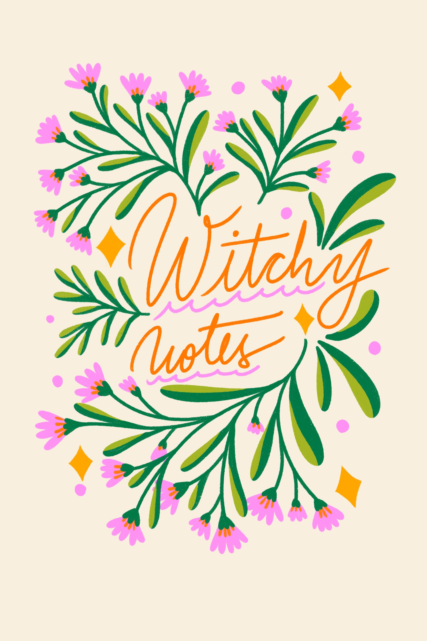 Witchy Notes Floral Art by Angela Minca — canvas wall art