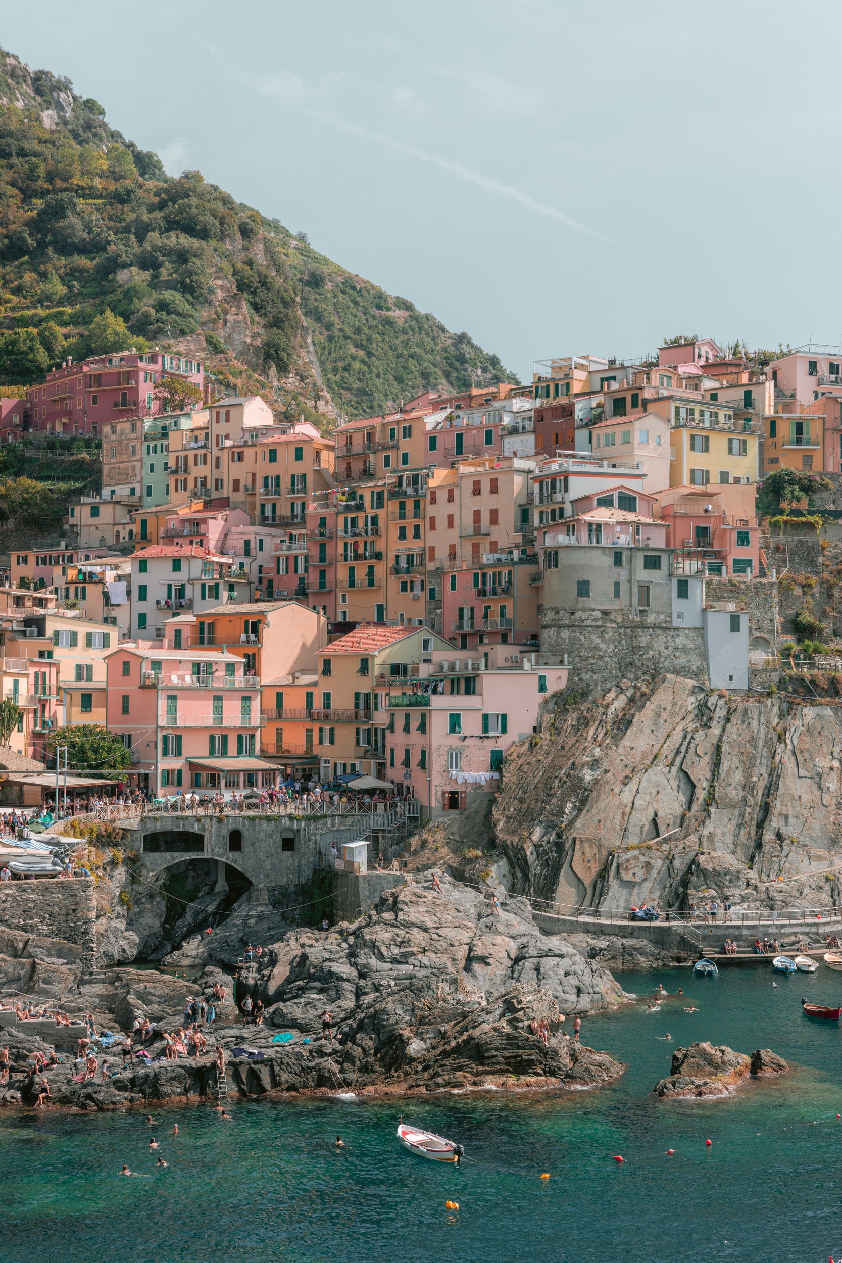 Colorful Manarola Coastal Village by HelloHappylife — canvas wall art