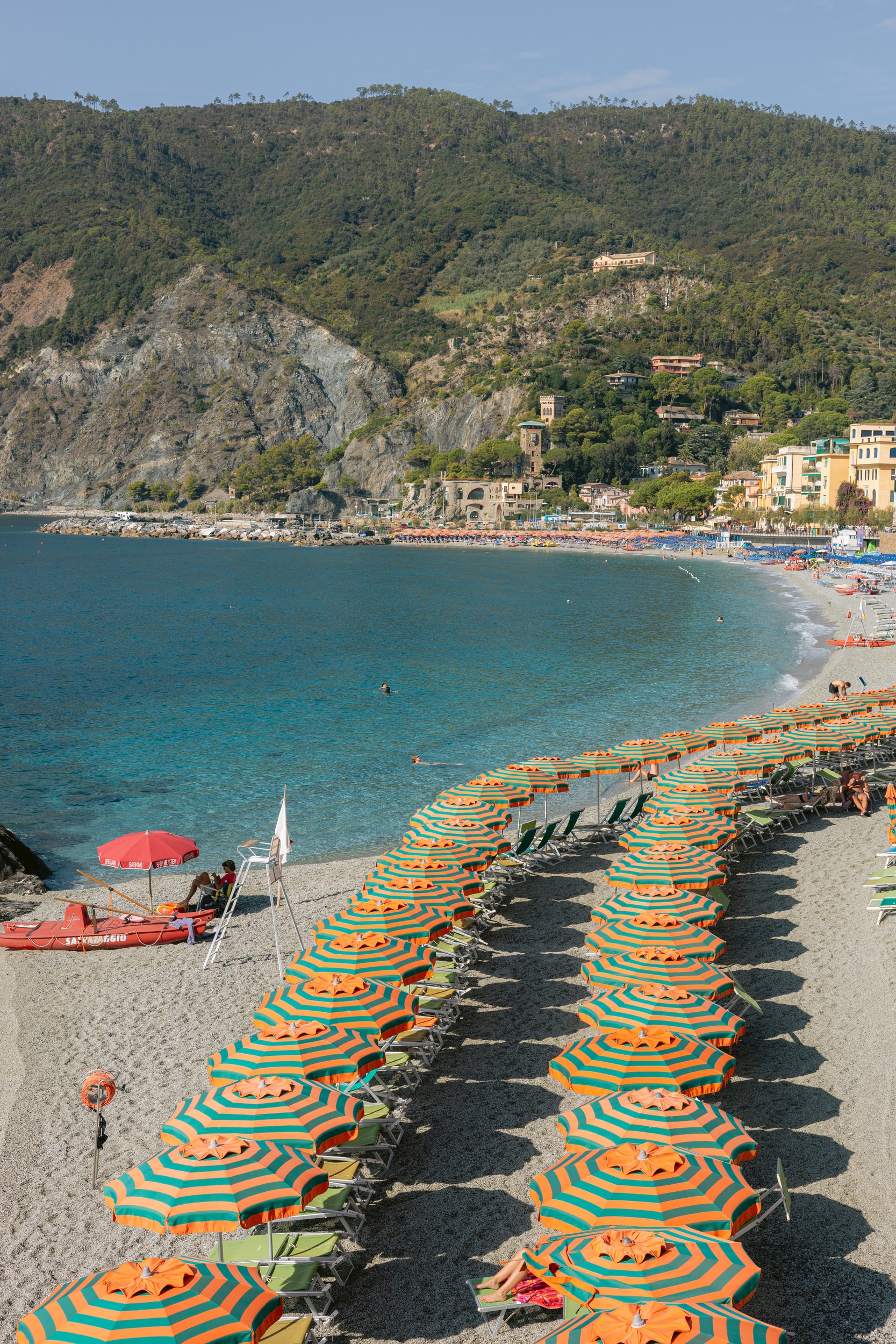 Monterosso Beach Umbrellas by HelloHappylife — canvas wall art