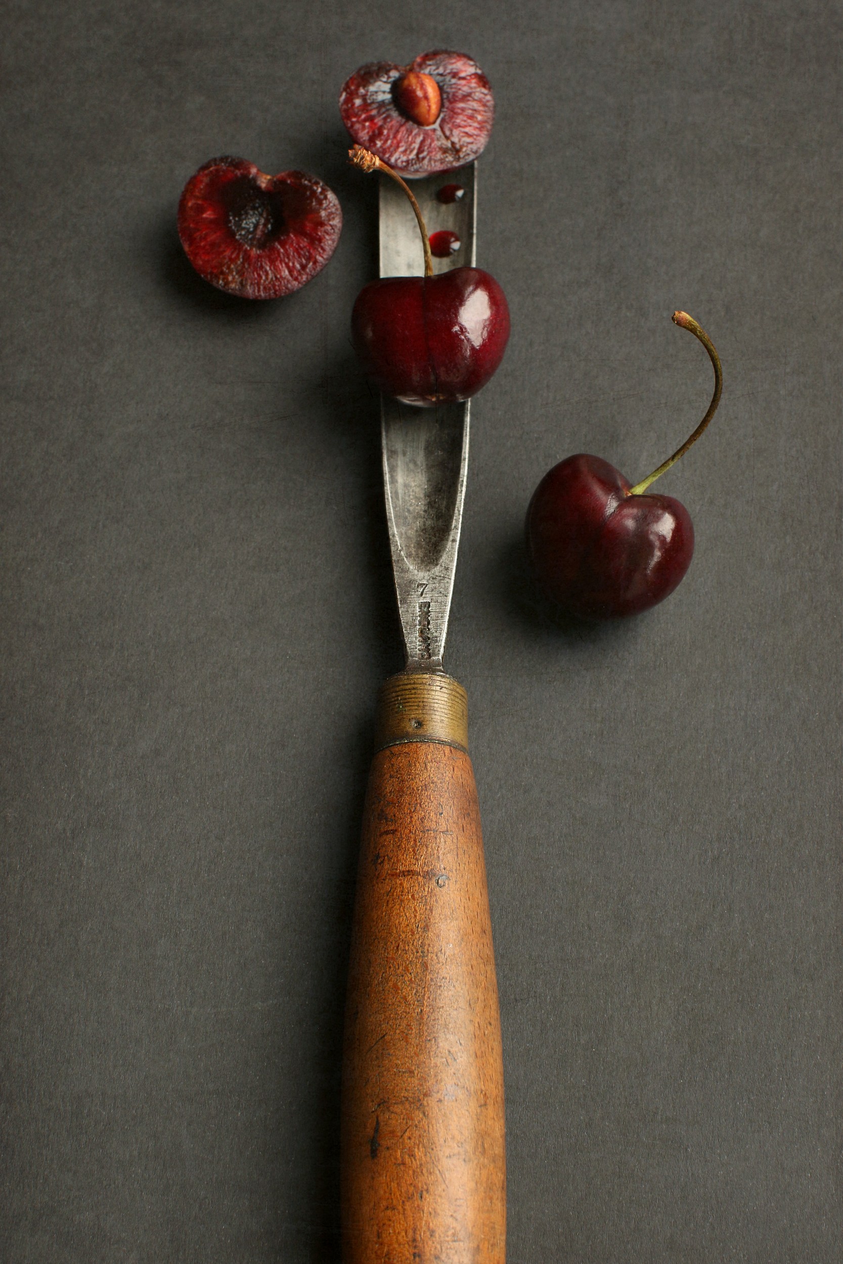 Cherries and Wood Chisel by Alyson Fennell — canvas wall art