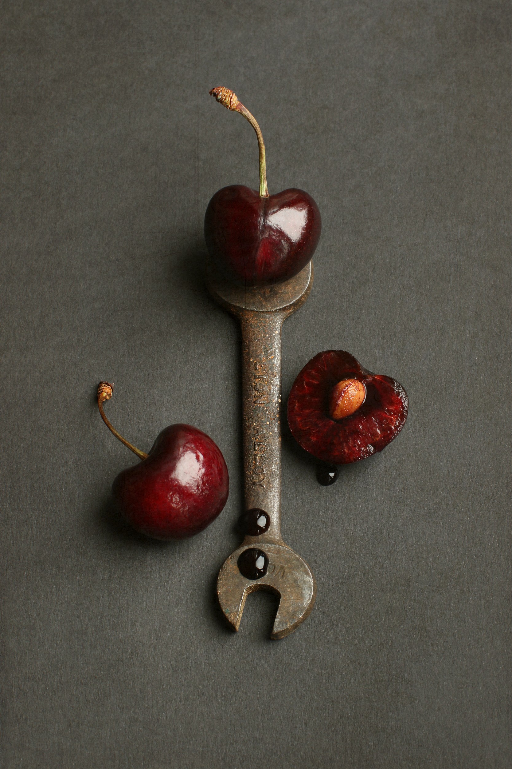 Cherries and Wrench Still Life by Alyson Fennell — canvas wall art