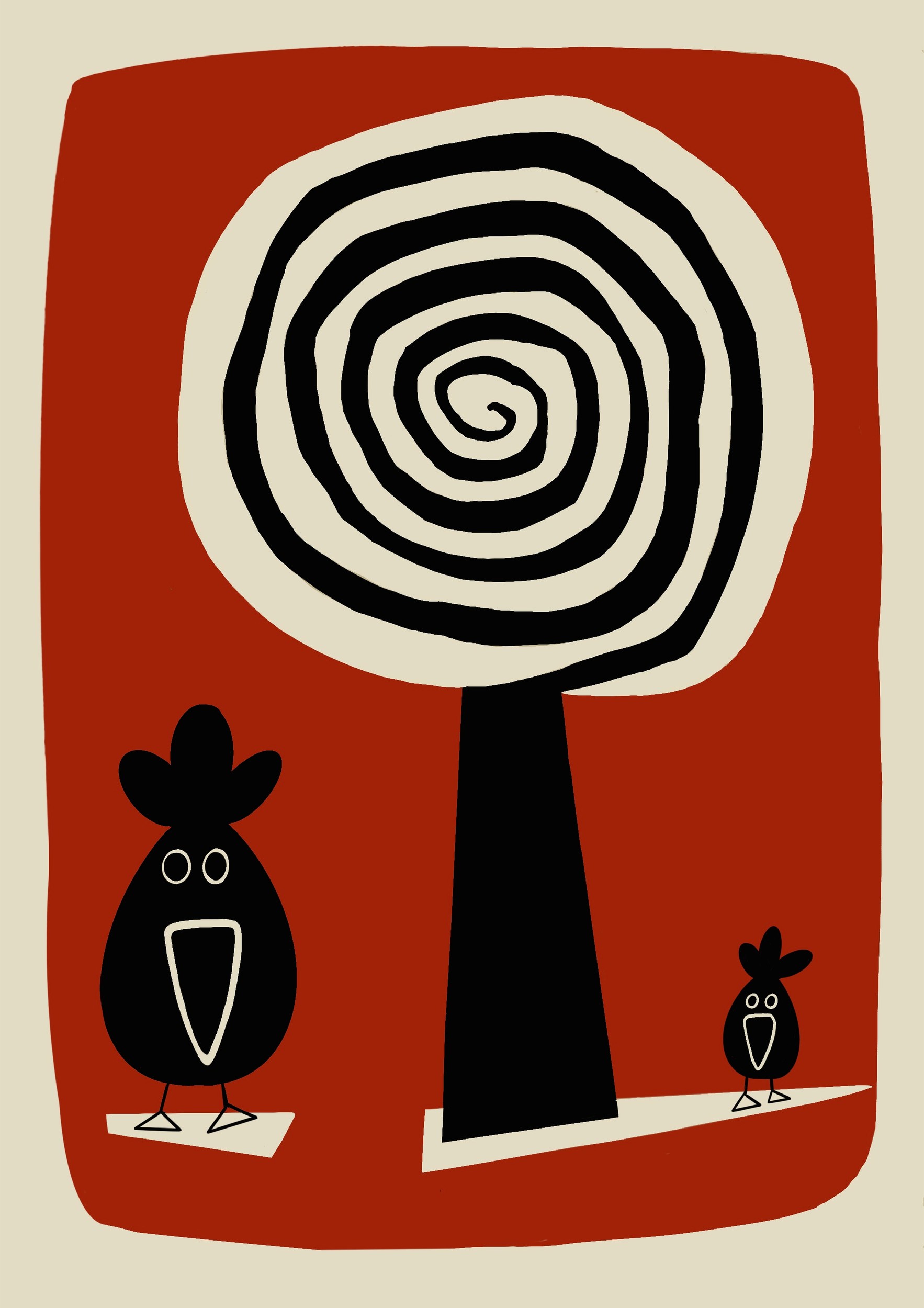 Whimsical Birds Spiral Tree by Michael Disley — canvas wall art