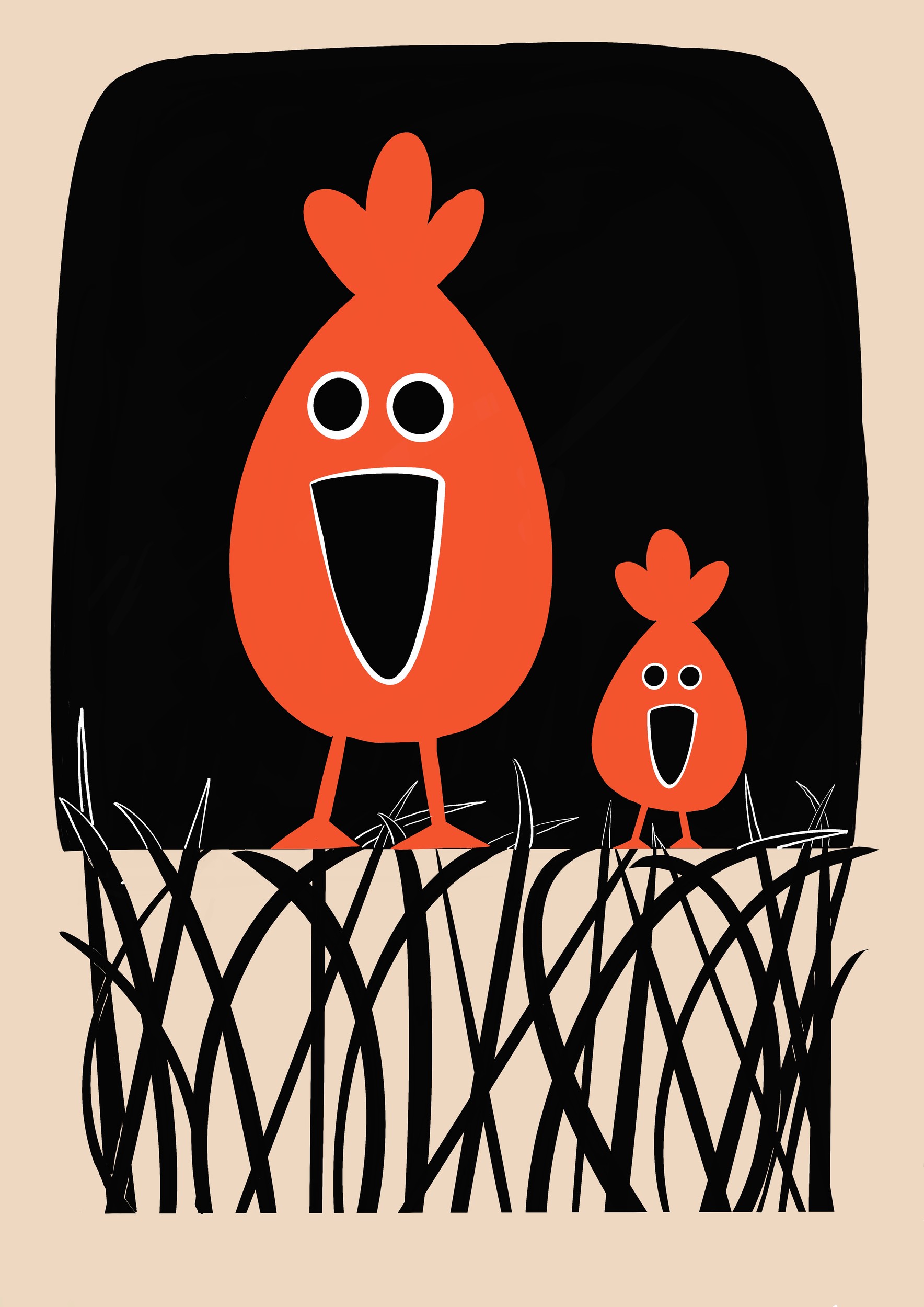 Happy Orange Birds by Michael Disley — canvas wall art