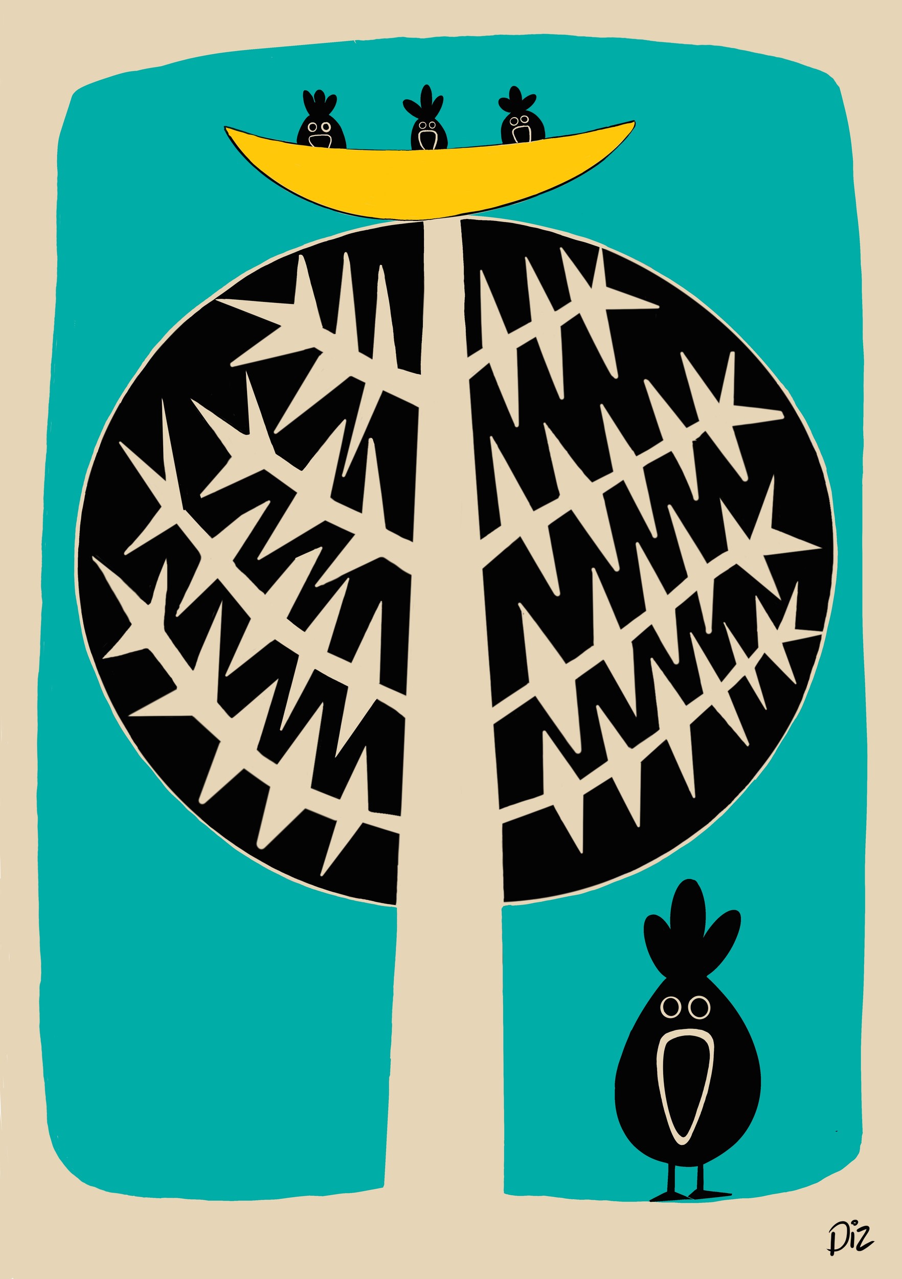 Three Birds Yellow Boat by Michael Disley — canvas wall art