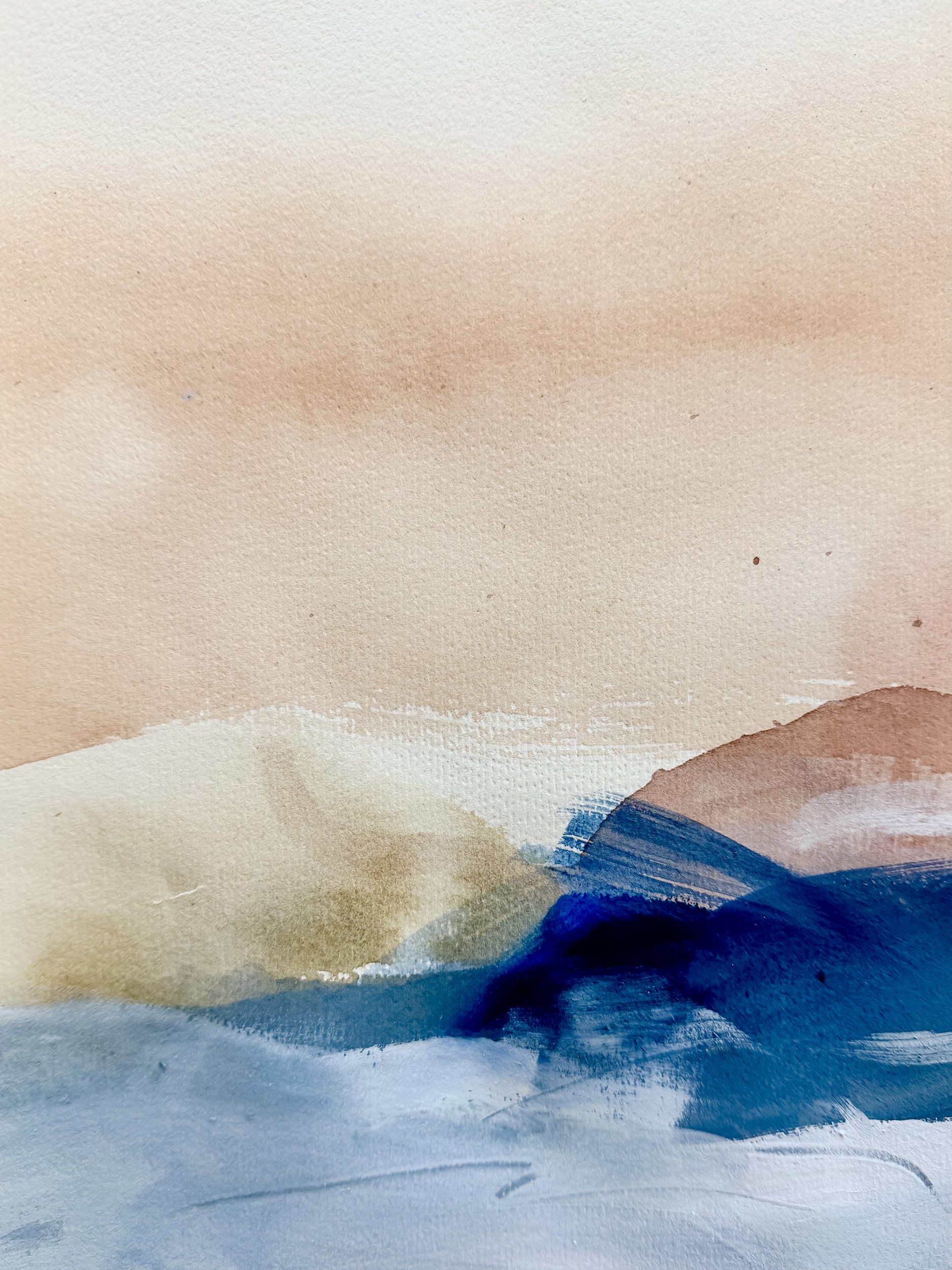 Blue Brown Abstract Landscape by Arohika Verma — canvas wall art