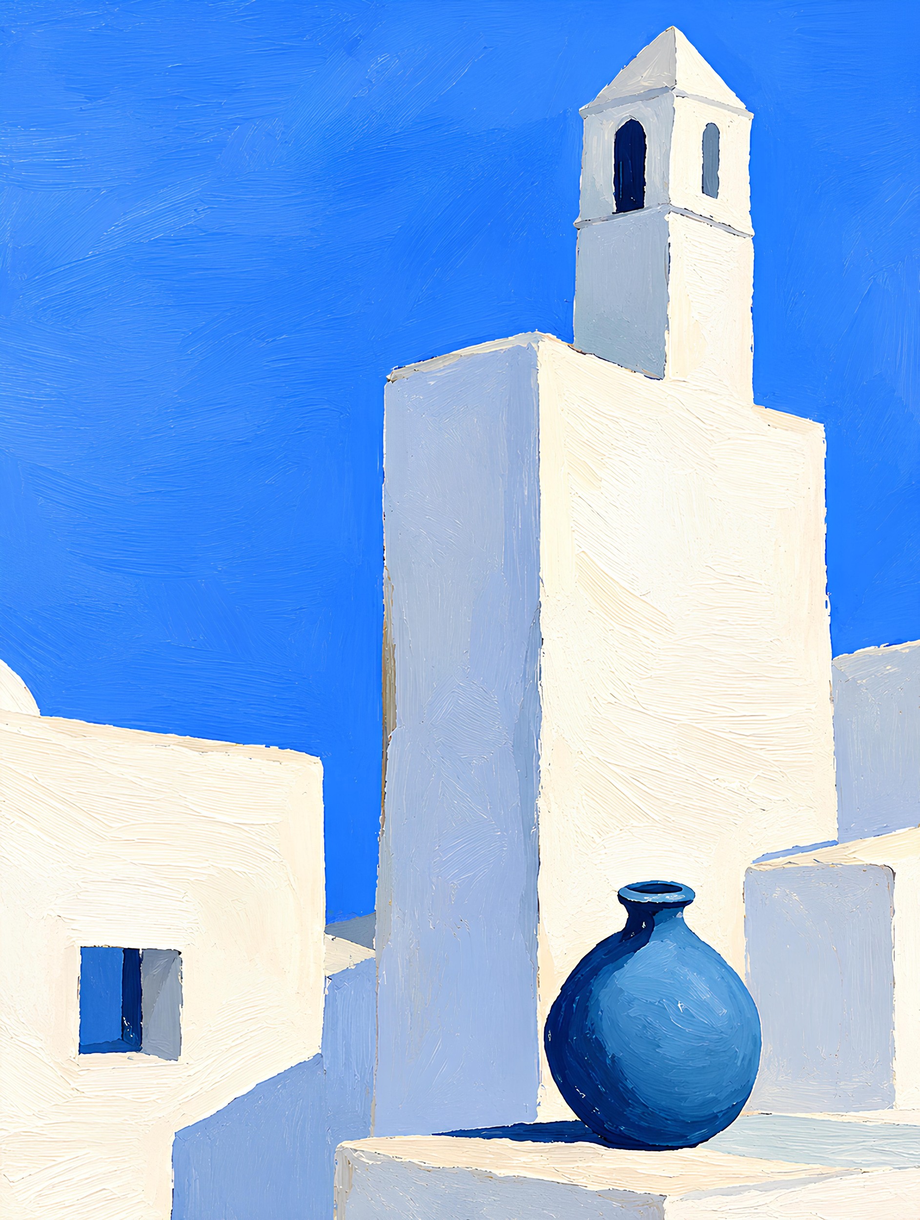 White Buildings Blue Vase by Avanesova Elena — canvas wall art