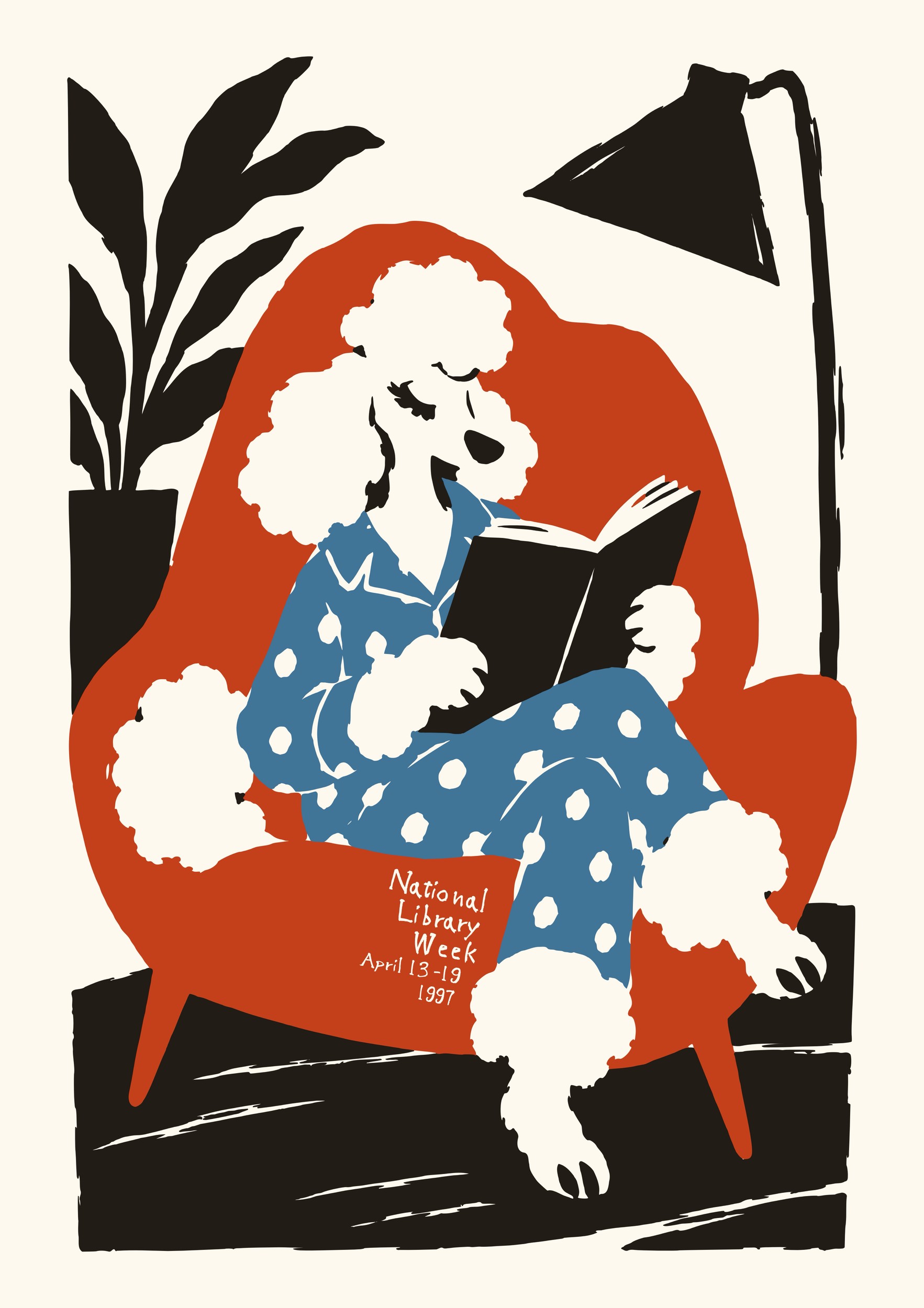 Cozy Poodle Reading by Patryk Krygowski — canvas wall art