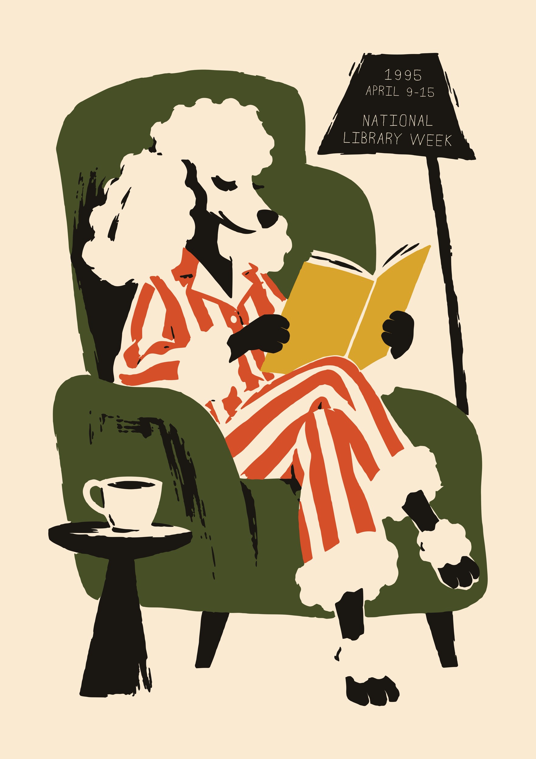 Cozy Poodle Reading by Patryk Krygowski — canvas wall art