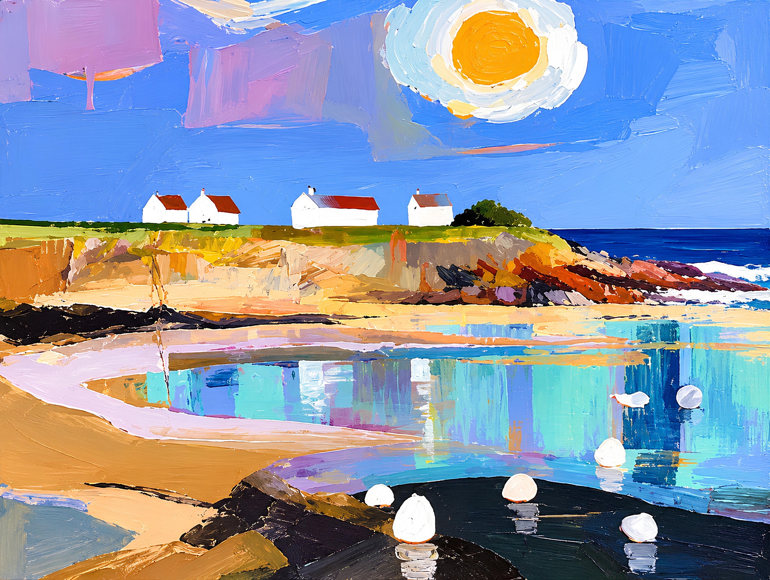 Colorful Coastal Village by Avanesova Elena — canvas wall art