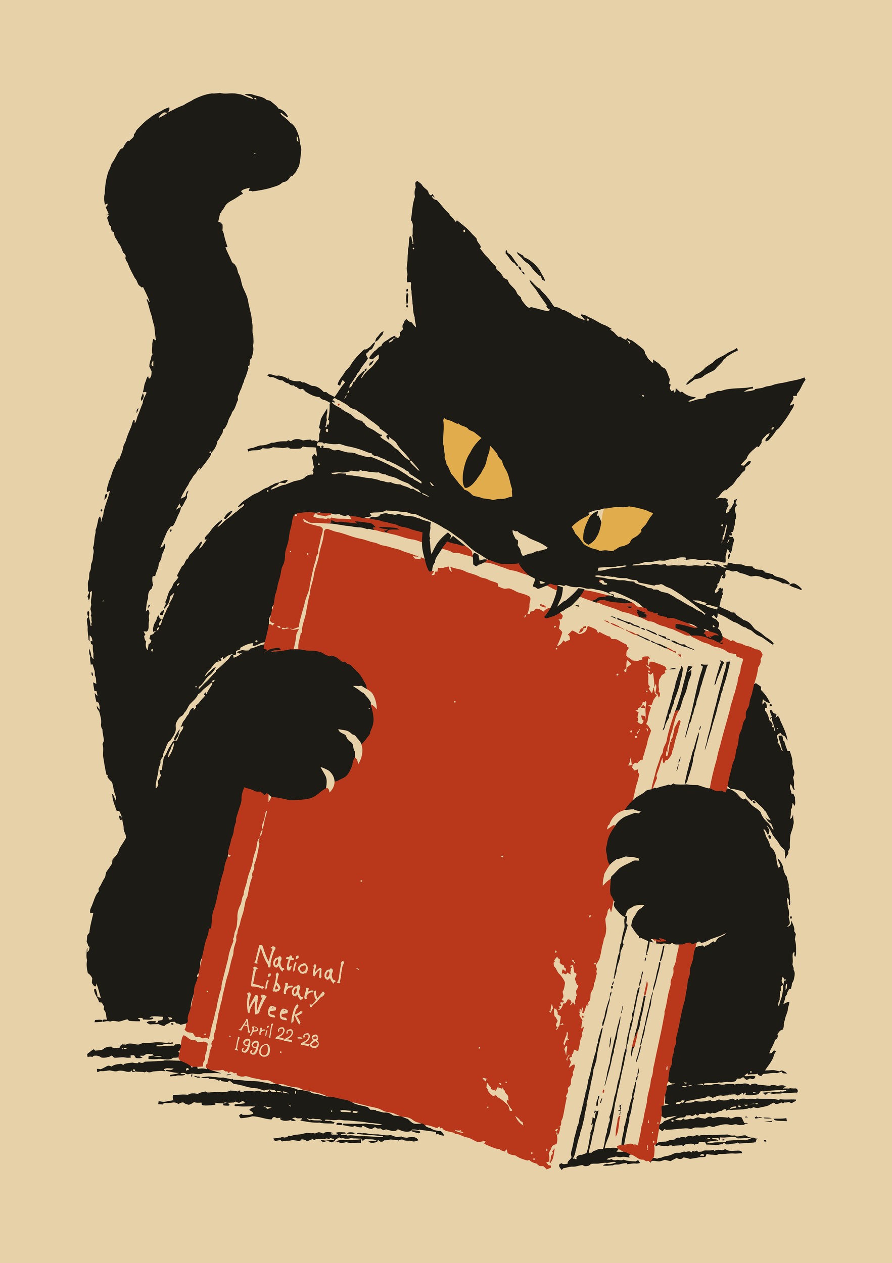 Vintage Library Cat by Patryk Krygowski — canvas wall art