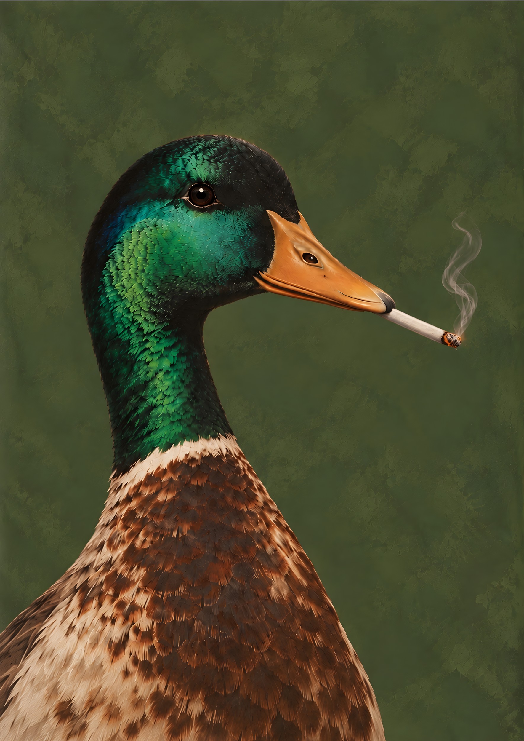A Mallard Duck Smoking a Cigarette by DJROMADJI ABLAMVI BEAU-GARE — canvas wall art