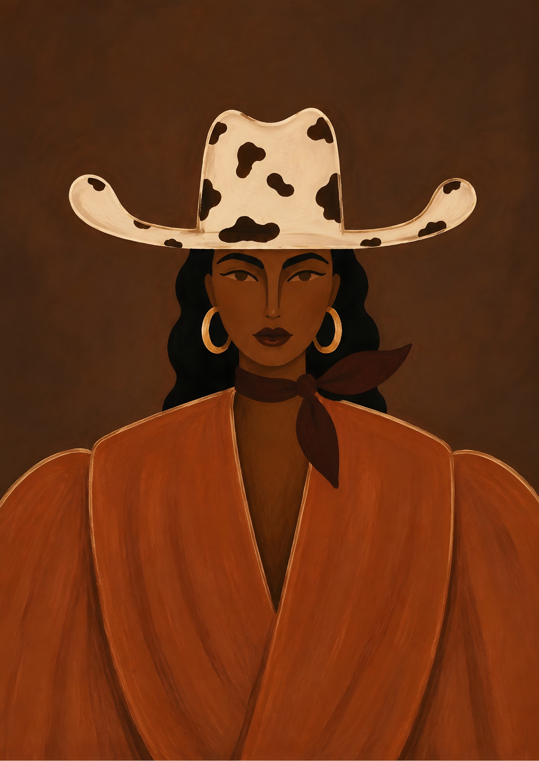 Modern Cowgirl Portrait in a Spotted Cowboy Hat by DJROMADJI ABLAMVI BEAU-GARE — canvas wall art
