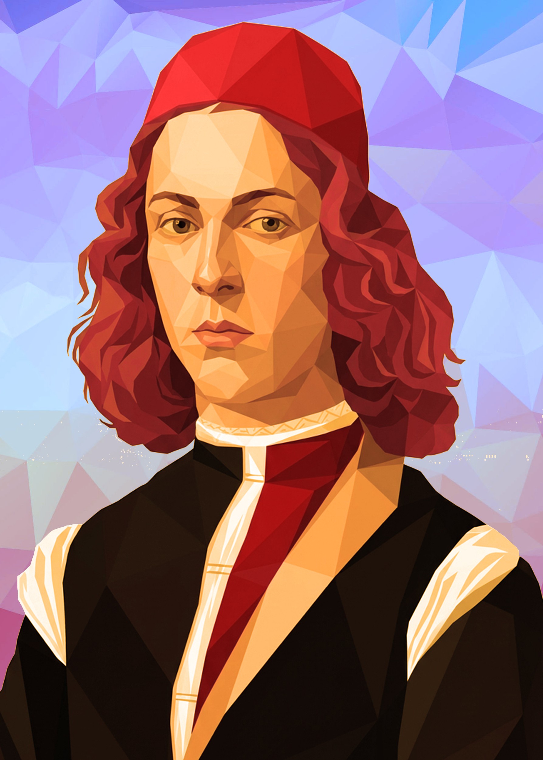 Low Poly Renaissance Portrait by Low Profile — canvas wall art