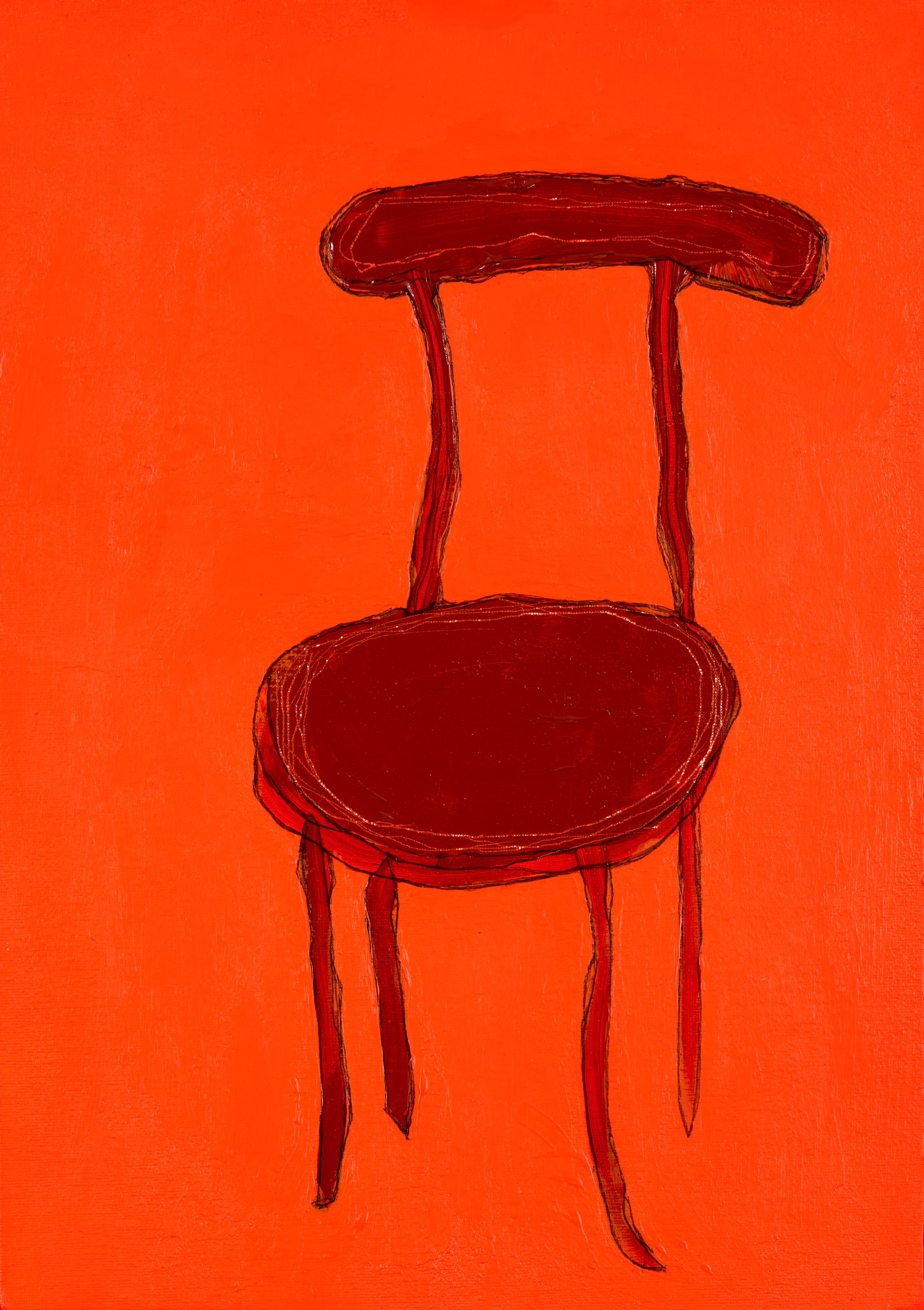 Red Chair on Orange by Dale Hefer — canvas wall art
