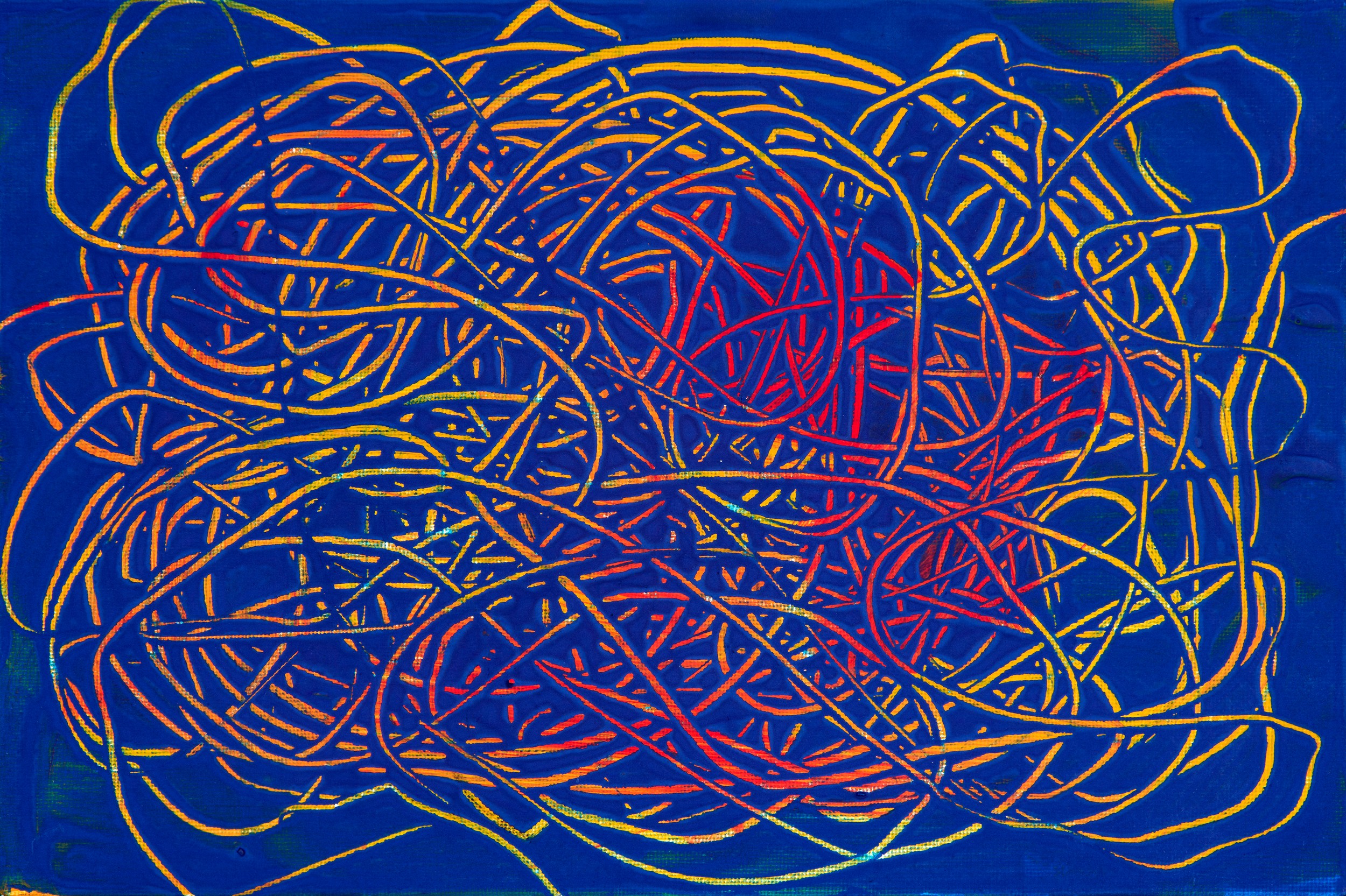 Vibrant Tangled Lines by Dale Hefer — canvas wall art