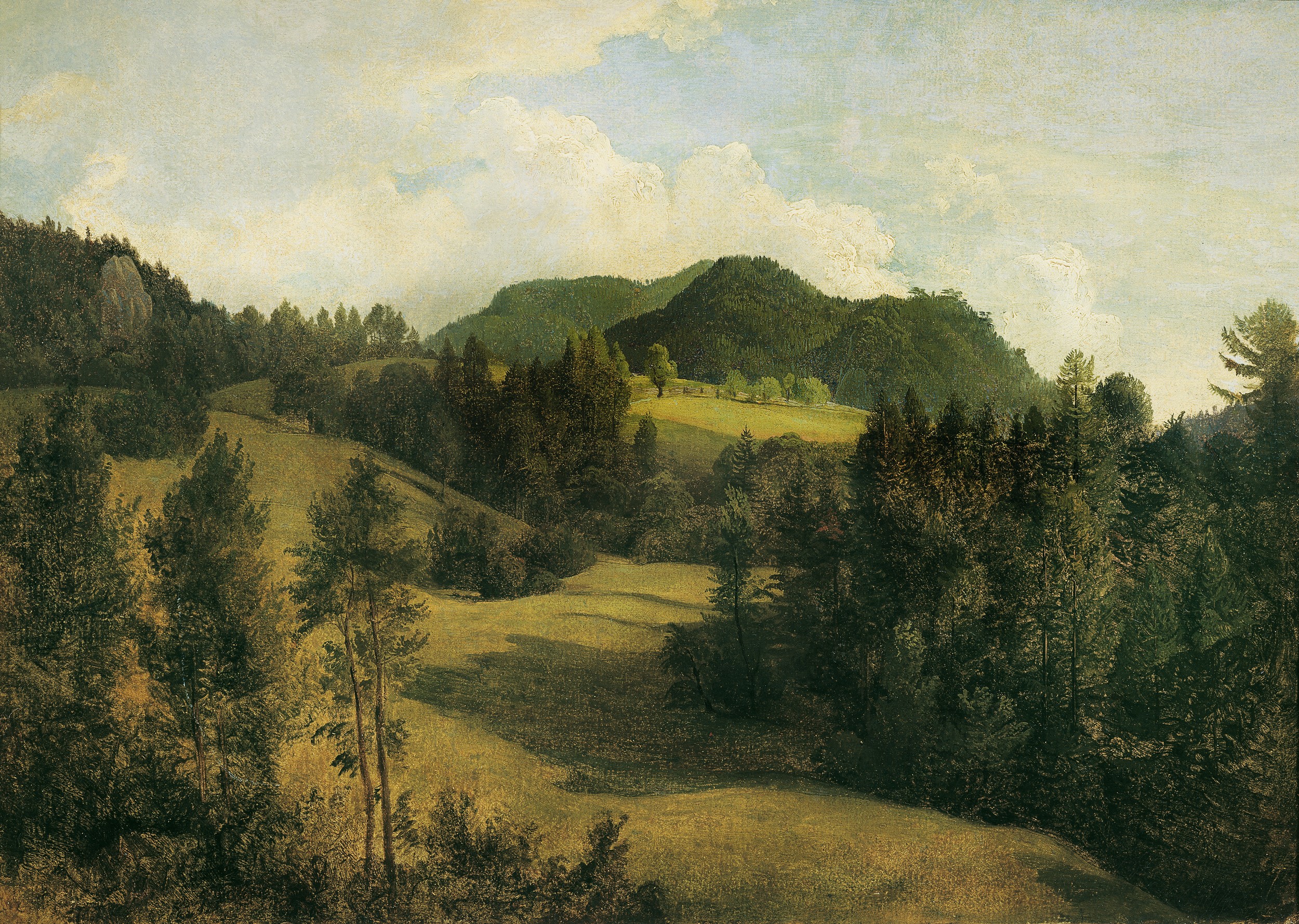 Lush Green Landscape by Friedrich August Mathias Gauermann — canvas wall art