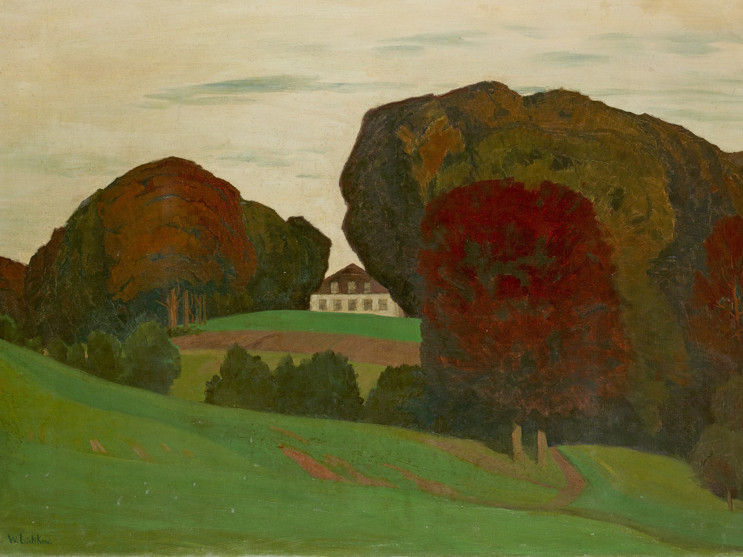 Autumn Hillside Home by Walter Leistikow — canvas wall art