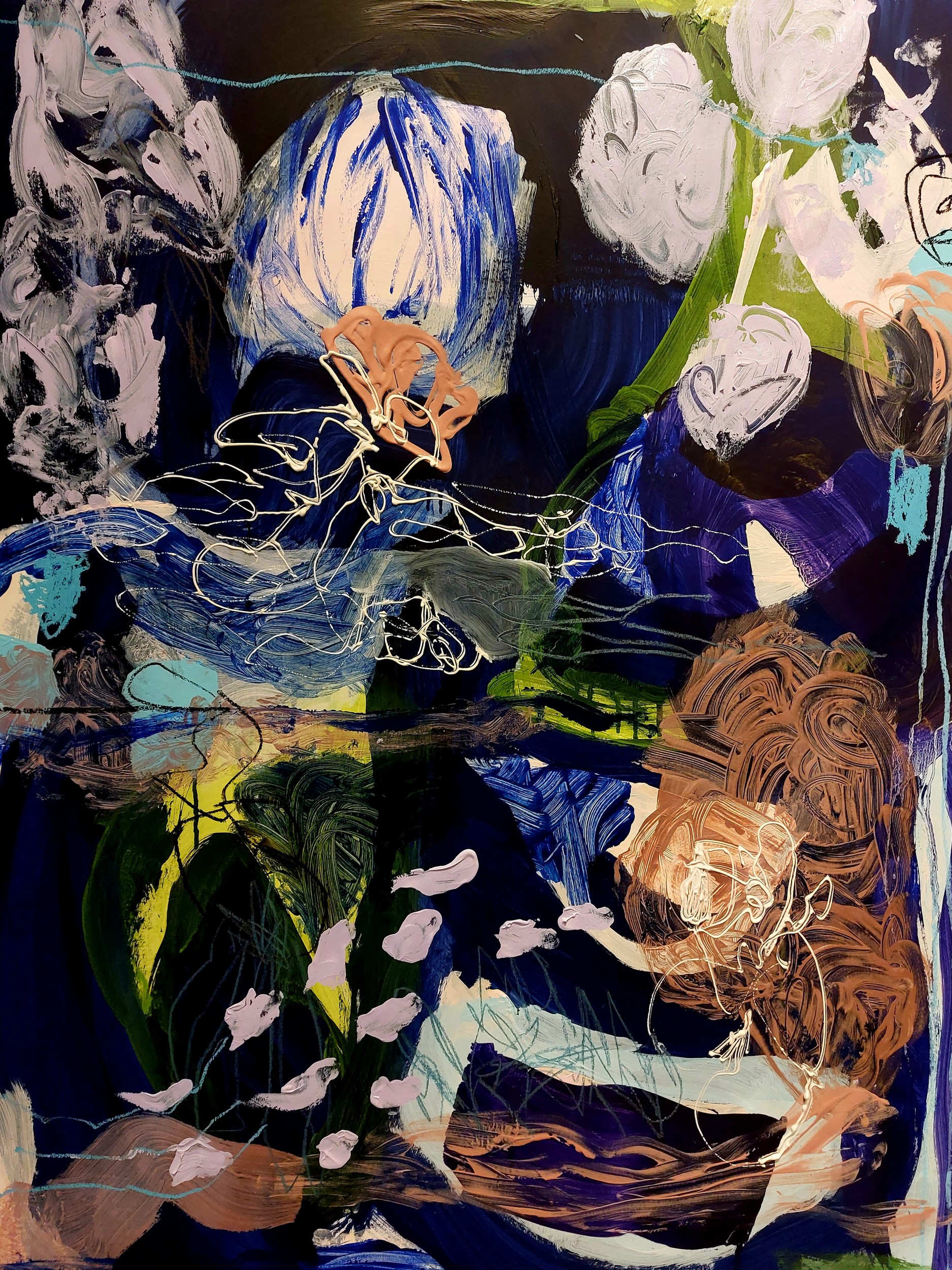 Deep Blue Organic Abstract by Monika Riethmueller — canvas wall art
