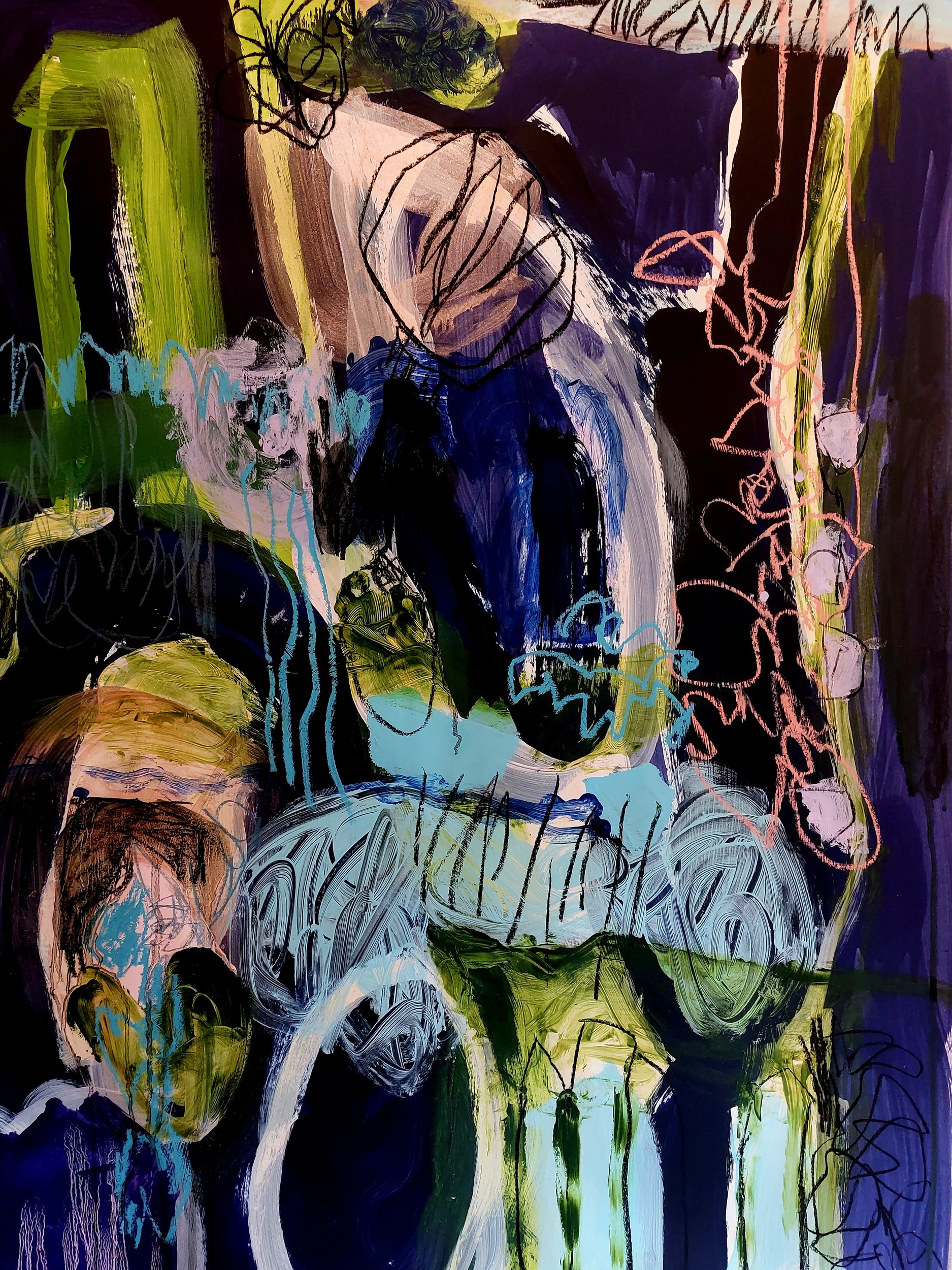 Abstract Dark Blue Green by Monika Riethmueller — canvas wall art