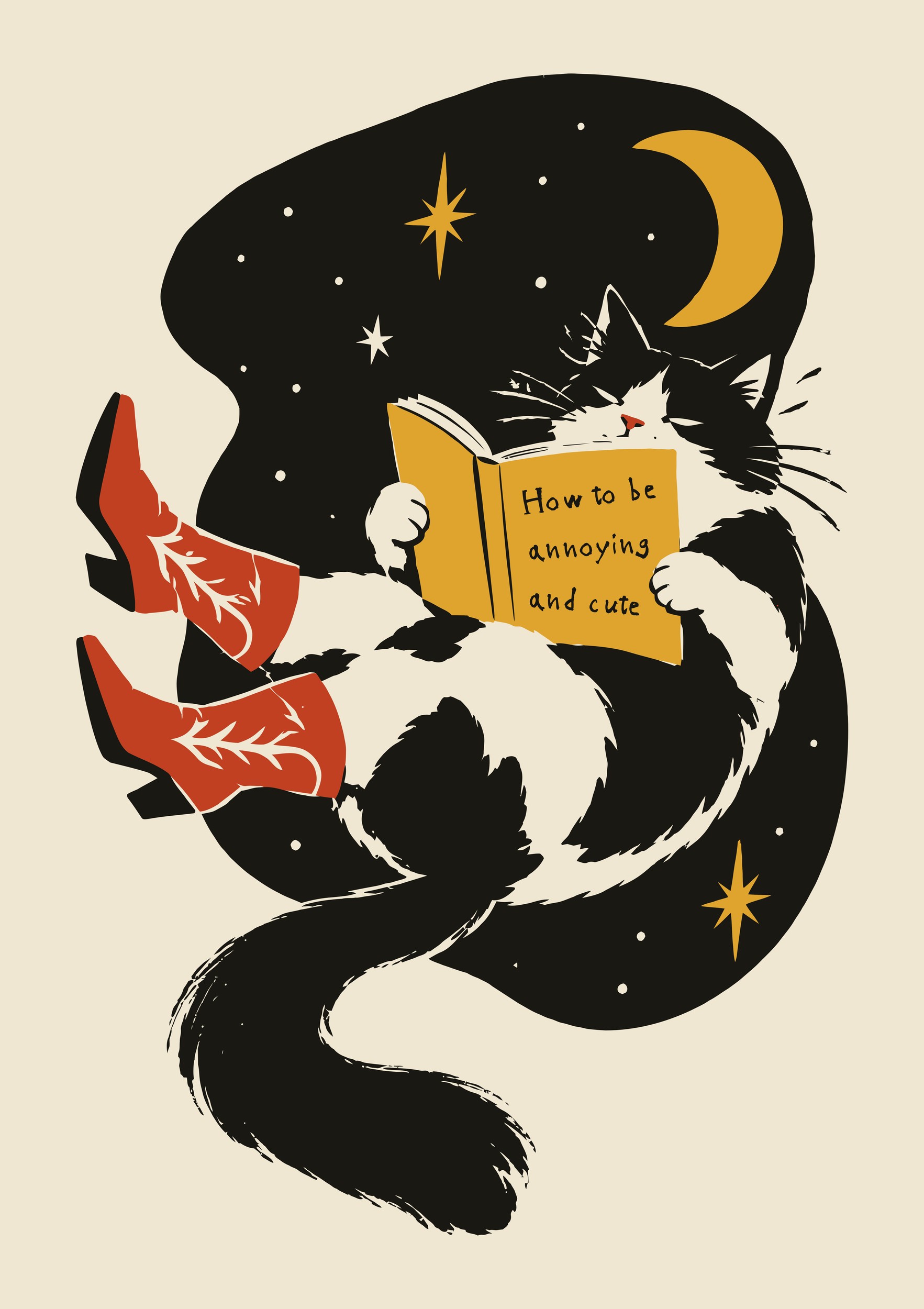 Cat Reading Cowboy Boots by Patryk Krygowski — canvas wall art
