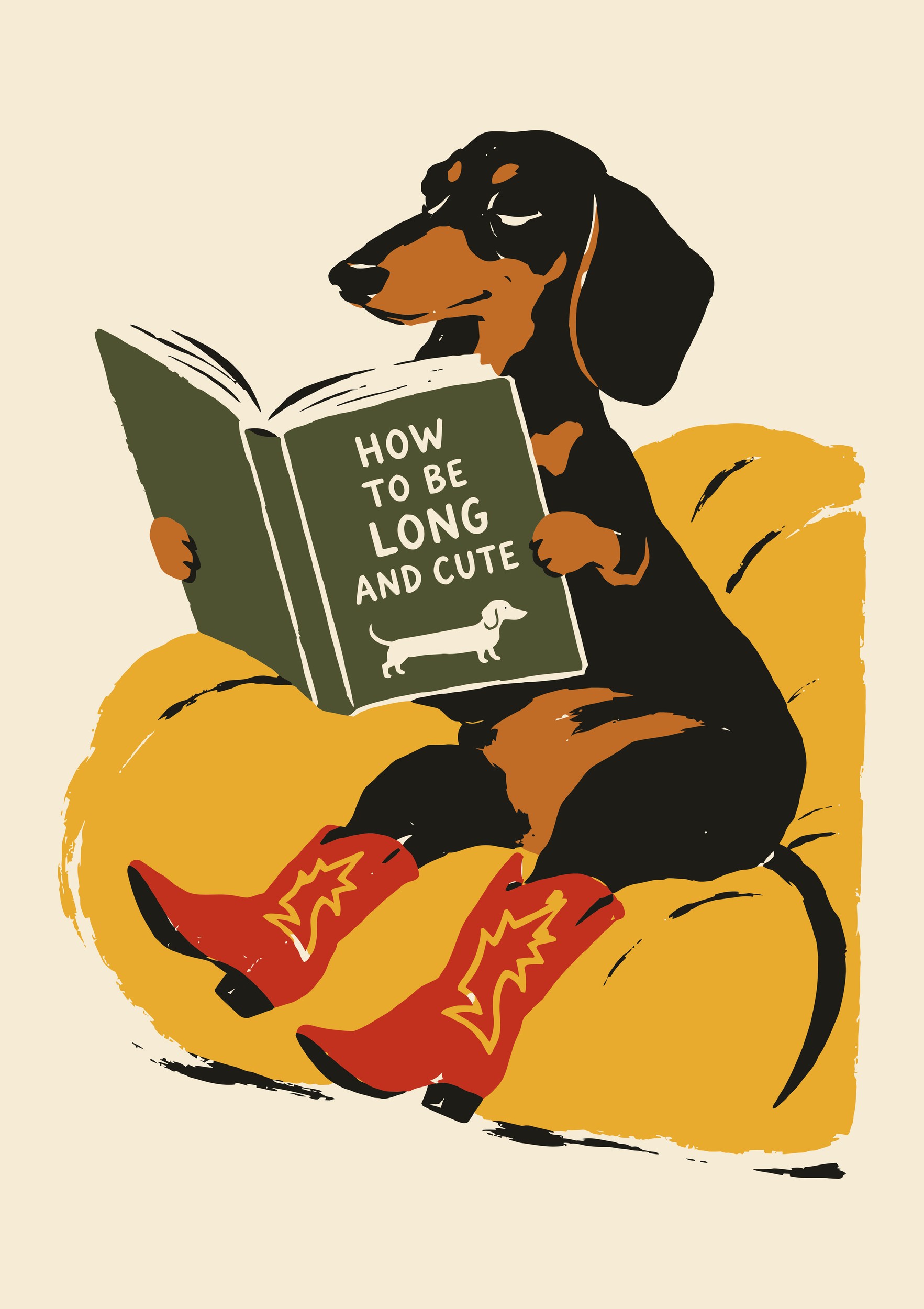 Dachshund Reading Book by Patryk Krygowski — canvas wall art