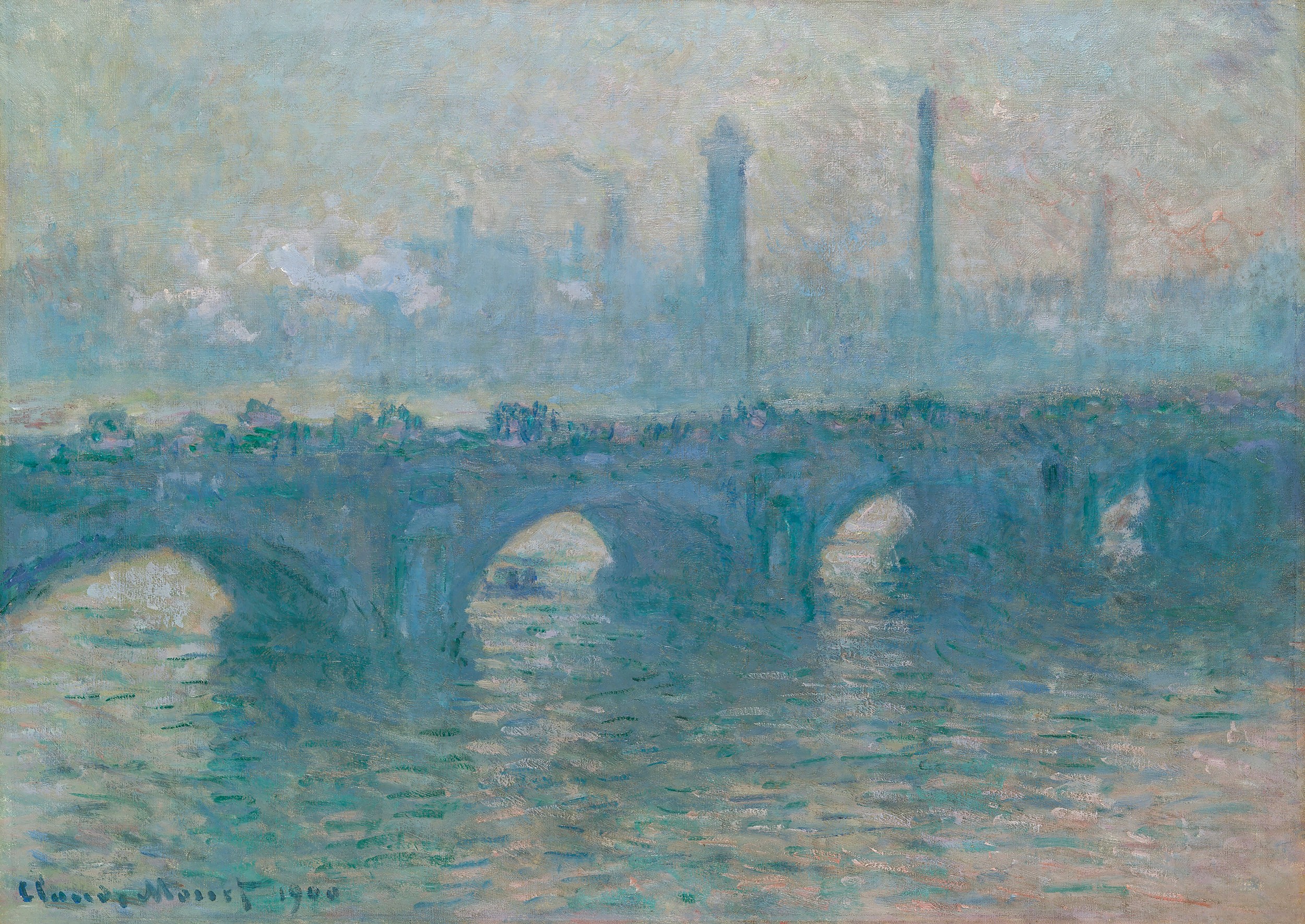 Misty London Bridge by Claude Monet — canvas wall art
