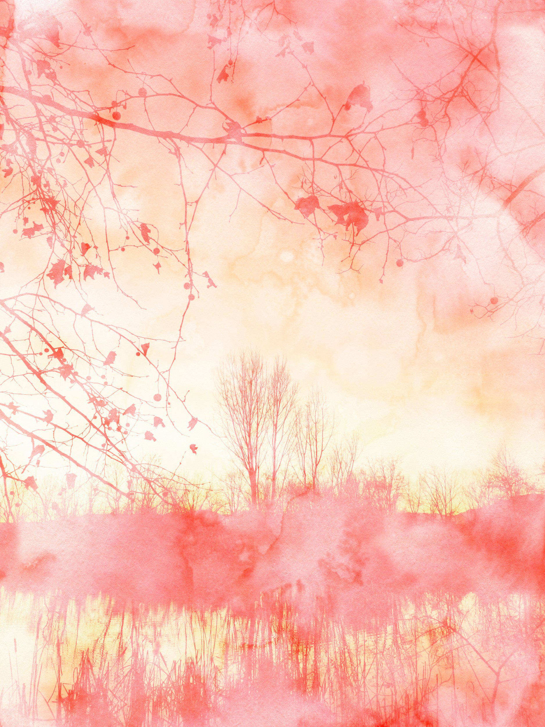 Pink Watercolor Landscape by Angelo Cerantola — canvas wall art