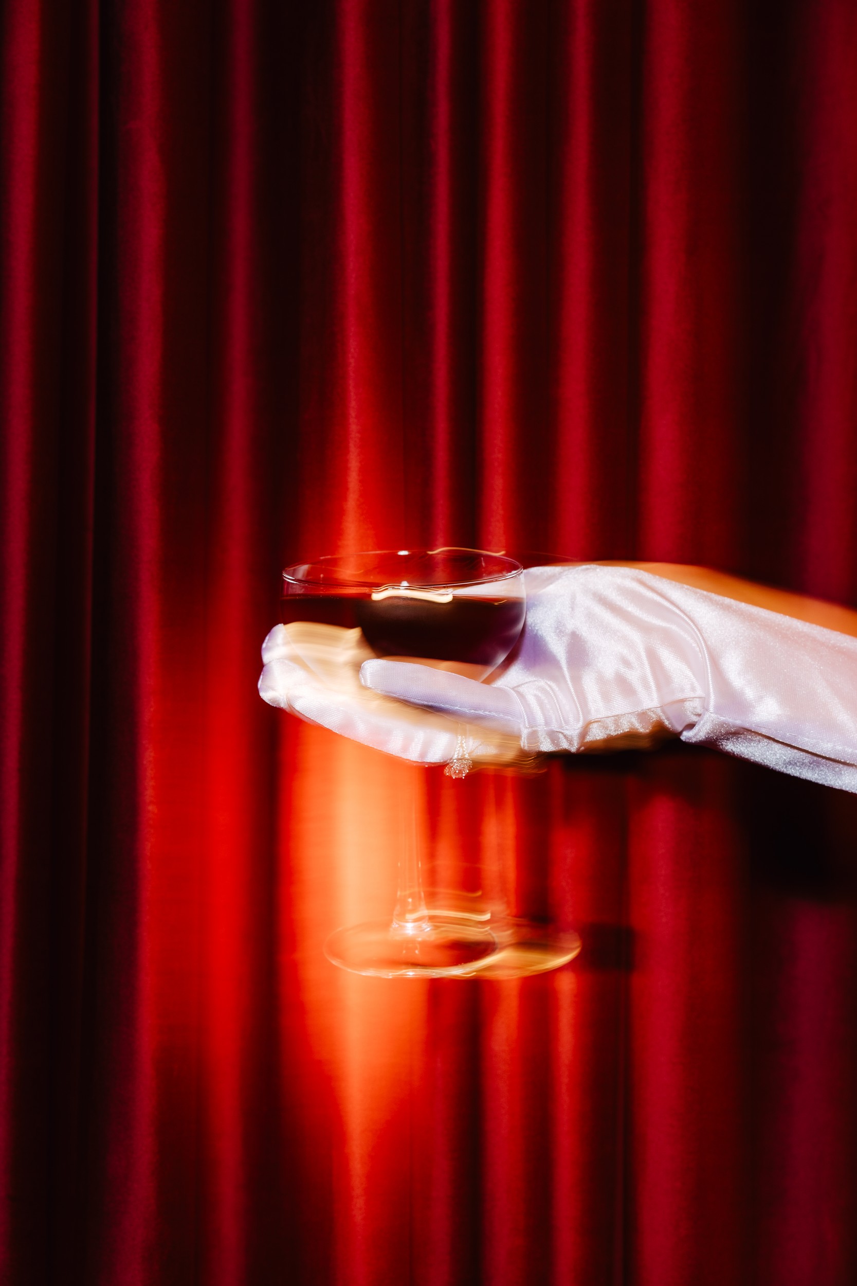 Elegant Hand Red Curtain by ADDICTIVE STOCK CREATIVES — canvas wall art