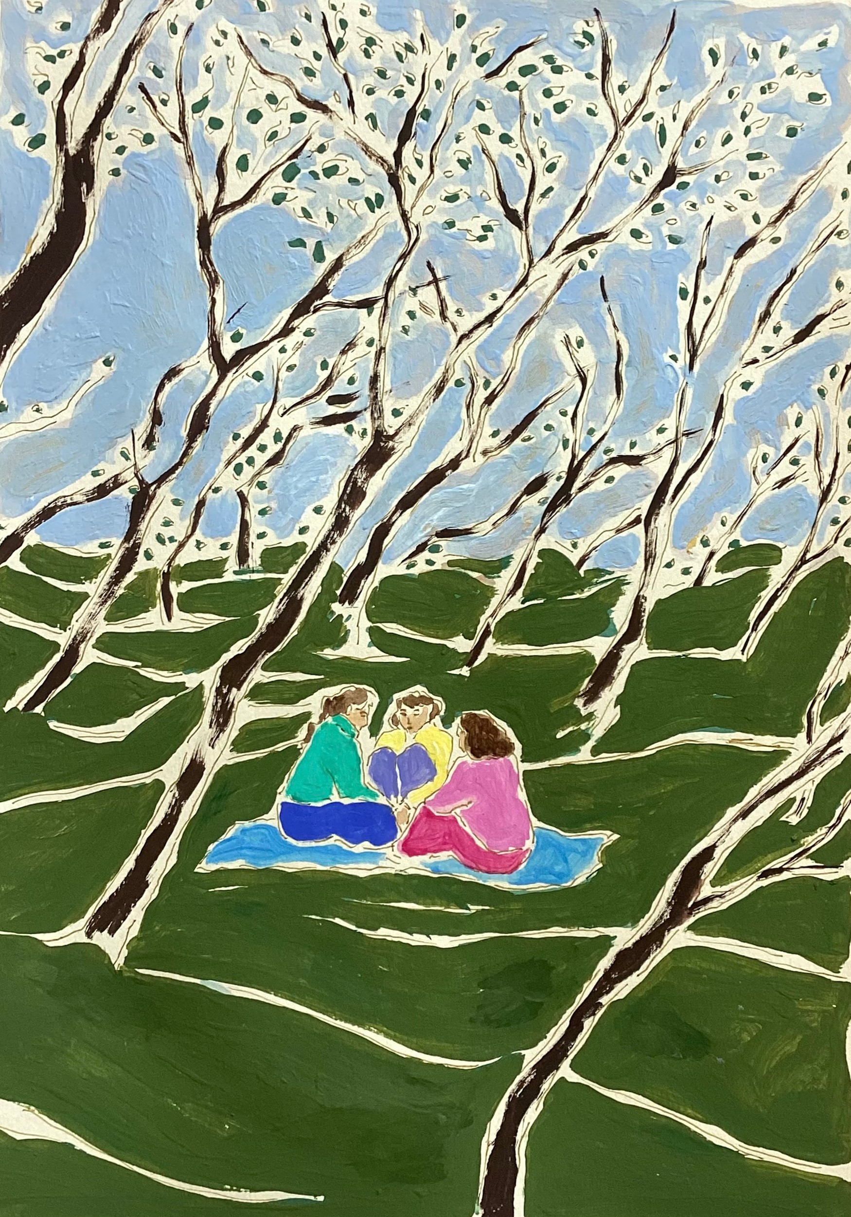 Picnic Under Spring Trees by Rushati Chowdhury — canvas wall art