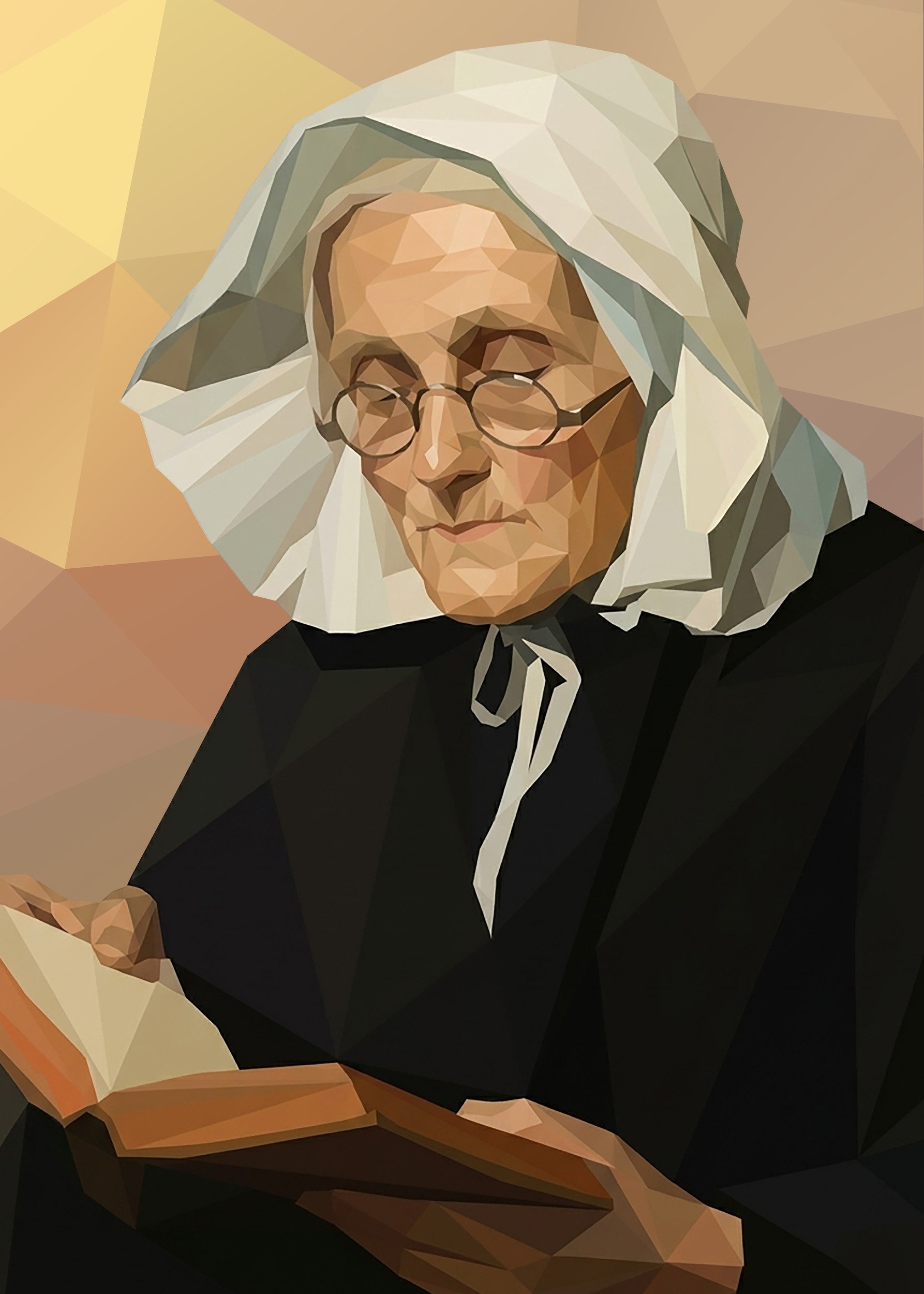 Elderly Woman Reading by Low Profile — canvas wall art
