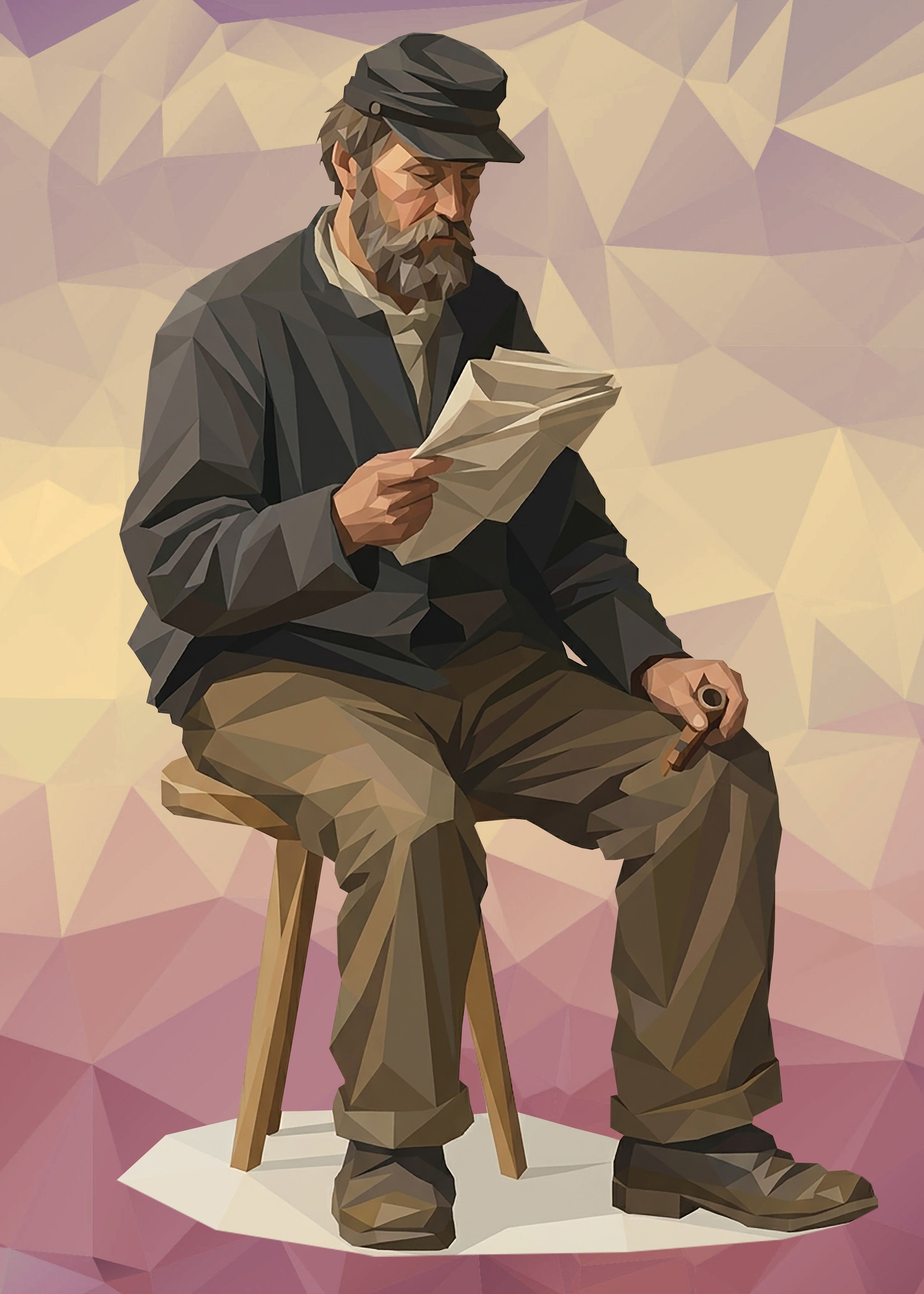 Man Reading Newspaper by Low Profile — canvas wall art