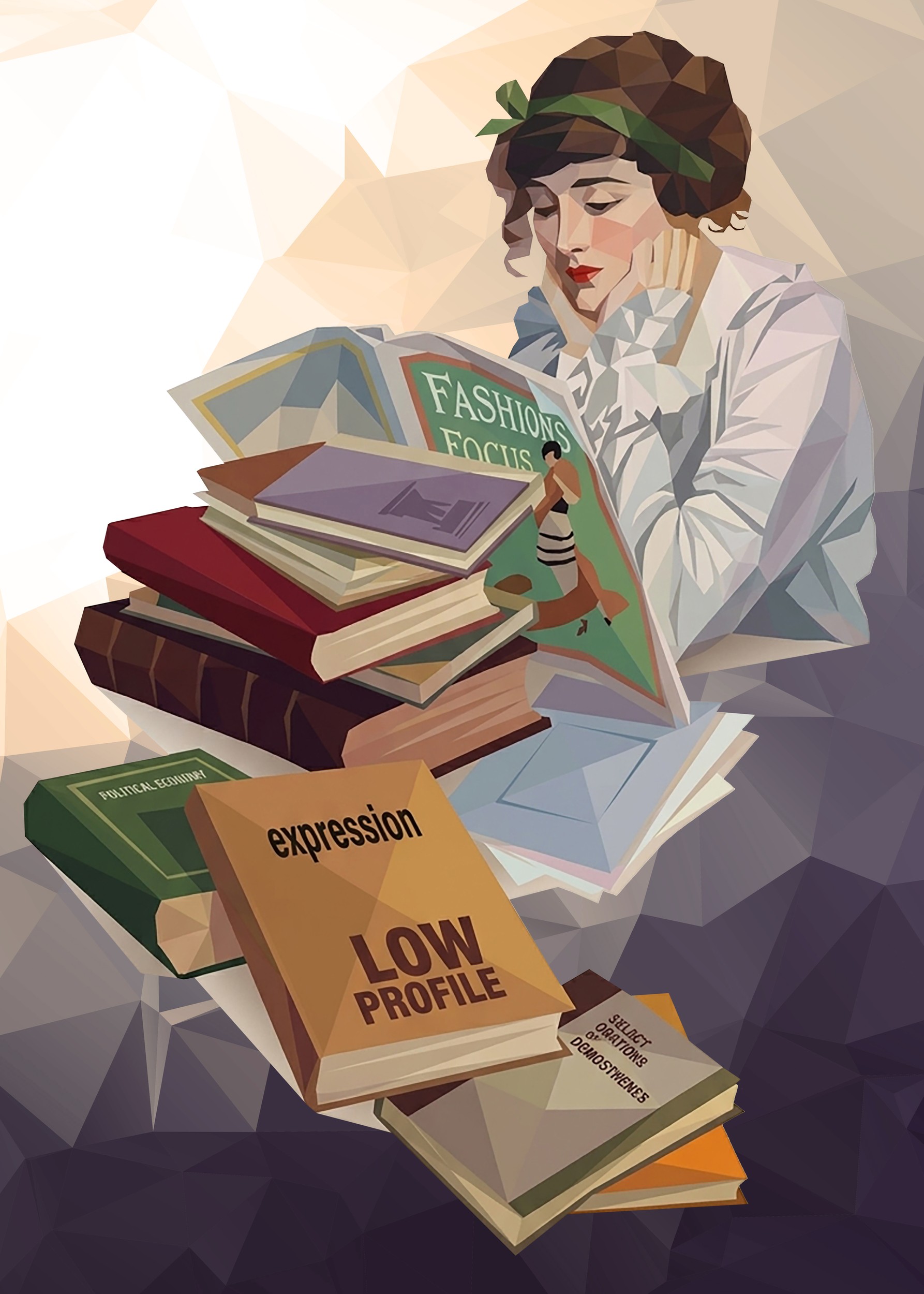 Woman Reading Fashion Magazine by Low Profile — canvas wall art
