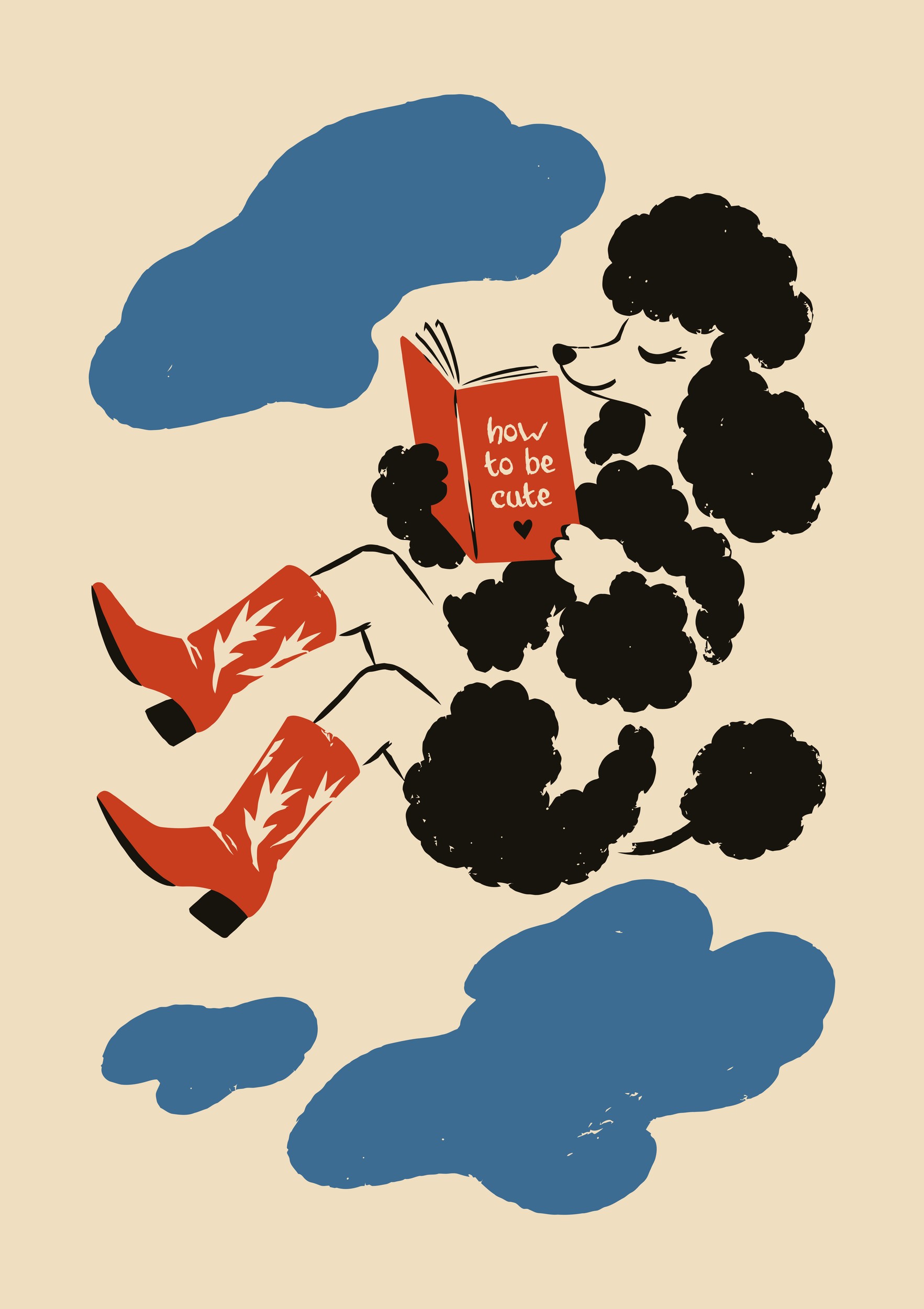 Poodle Reading In Clouds by Patryk Krygowski — canvas wall art