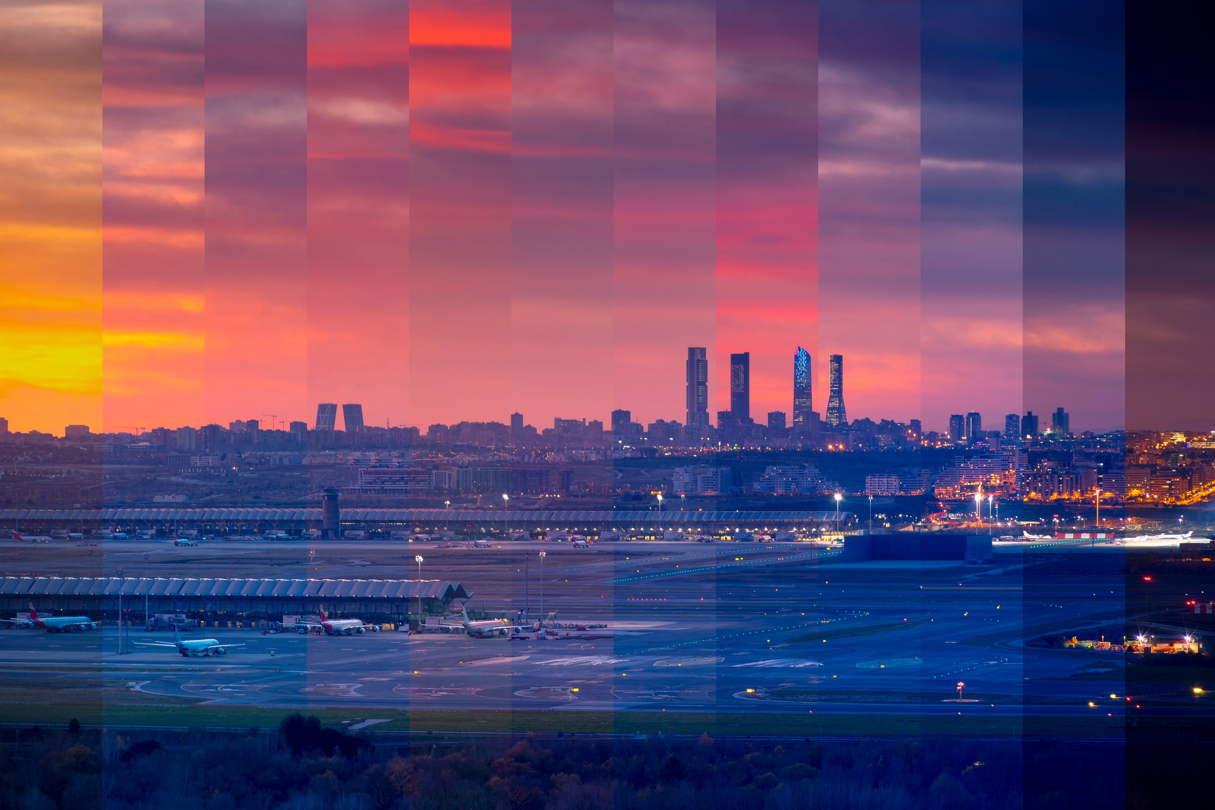 Airport City Day Night by ADDICTIVE STOCK CREATIVES — canvas wall art
