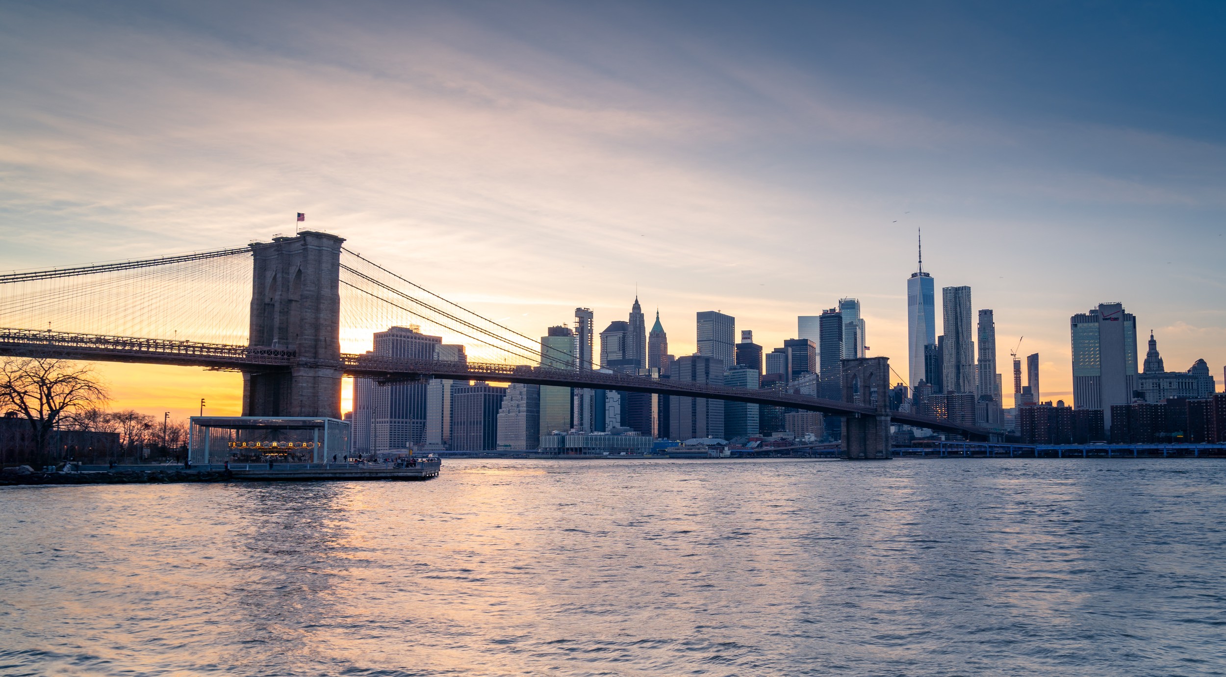 Brooklyn Bridge Sunset by ADDICTIVE STOCK CREATIVES — canvas wall art