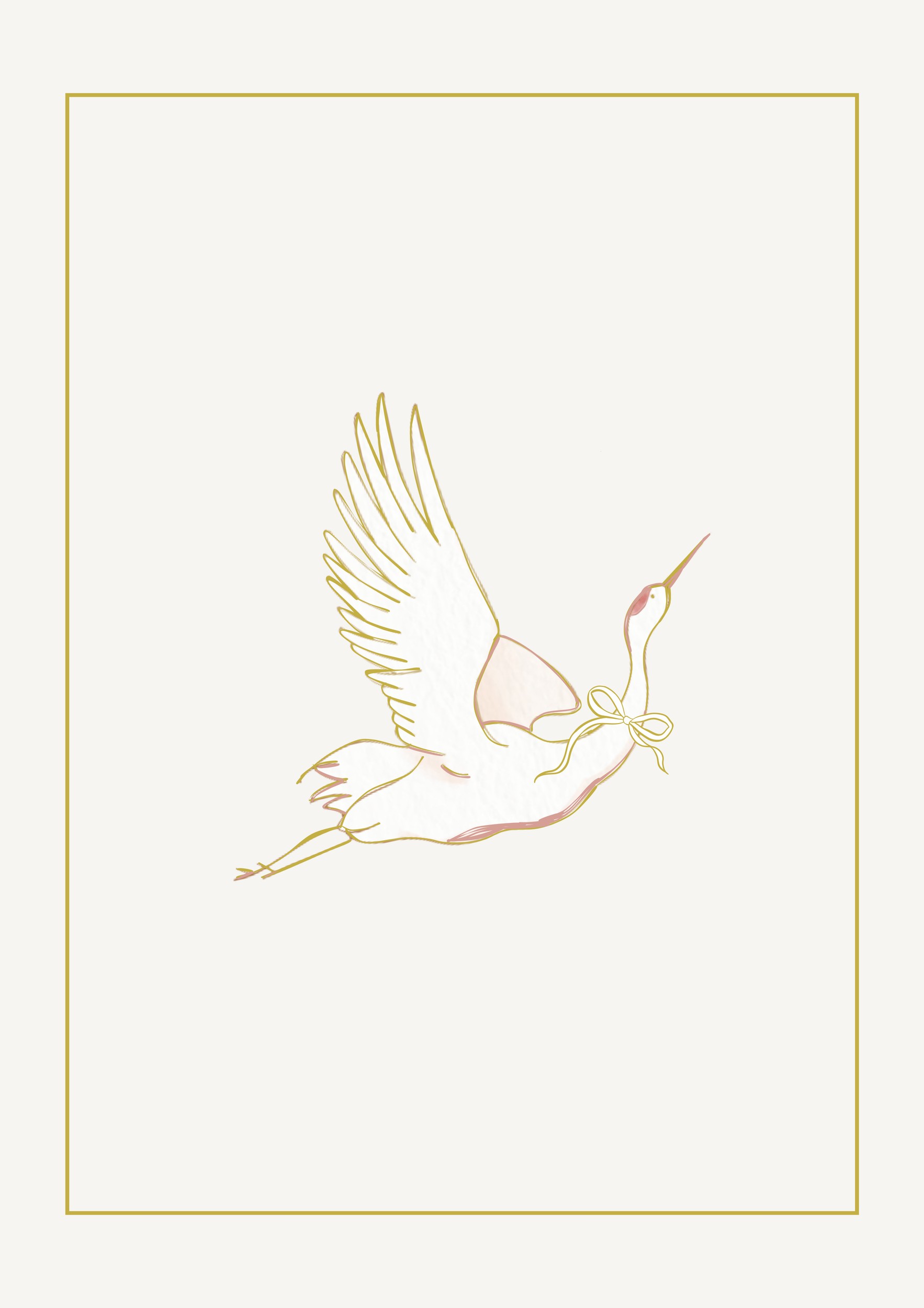 Graceful Golden Crane by Little Light Studio — canvas wall art